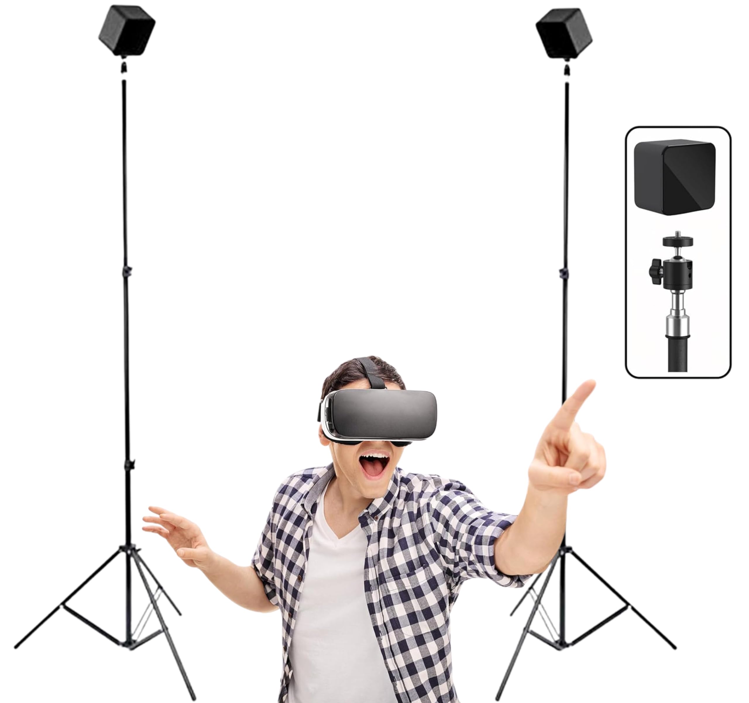 پایه سه‌پایه Skywin VR (بسته ۲ عدد)، نصب ایستگاه پایه برای SteamVR ۲.۱، پایه سنسور و Oculus Rift Constellation - سازگار با سنسورهای واقعیت مجازی ۲ عدد پایه