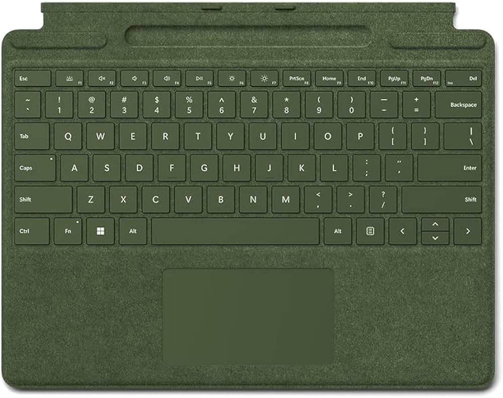 کیبرد امضایی Microsoft Surface Pro با فضای نگهداری قلم برای Surface Pro 8، 9، X (QWERTY Nordic) سبز جنگلی