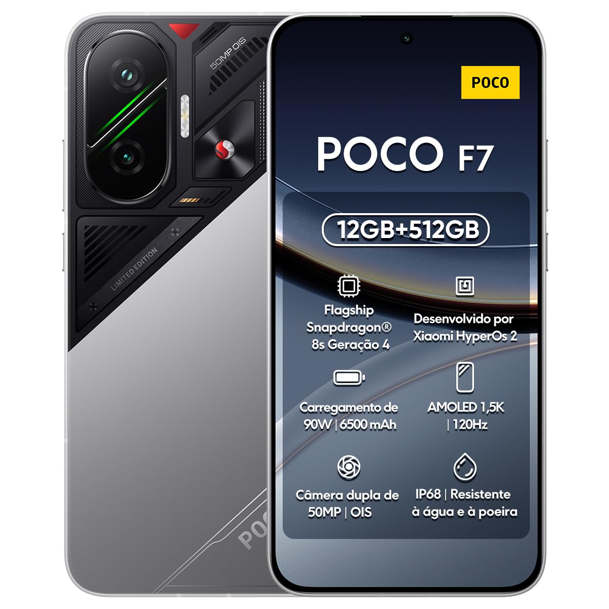 POCO F7، نقره ای، 12 گیگابایت رم، 512 گیگابایت فضای ذخیره‌سازی