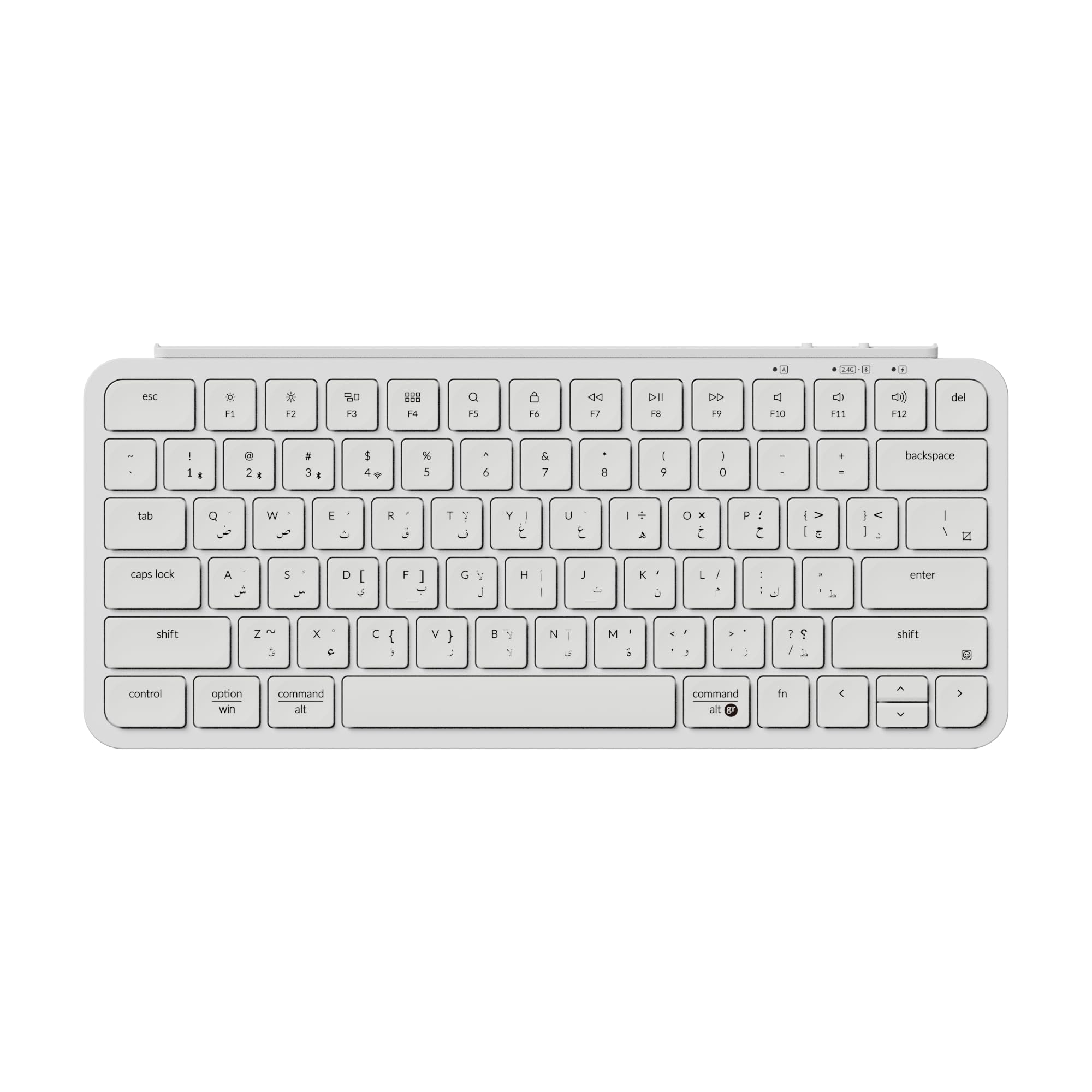 صفحه کلید بی‌سیم فوق‌العاده نازک Keychron B1 Pro با طرح ISO – نقوش عربی و انگلیسی، 75% از نوع Scissor-Switch، بلوتوث 5.2/2.4 گیگاهرتز / یو‌اس‌بی-سی، باتری 1200 ساعته، قابل برنامه‌ریزی از طریق ZMK