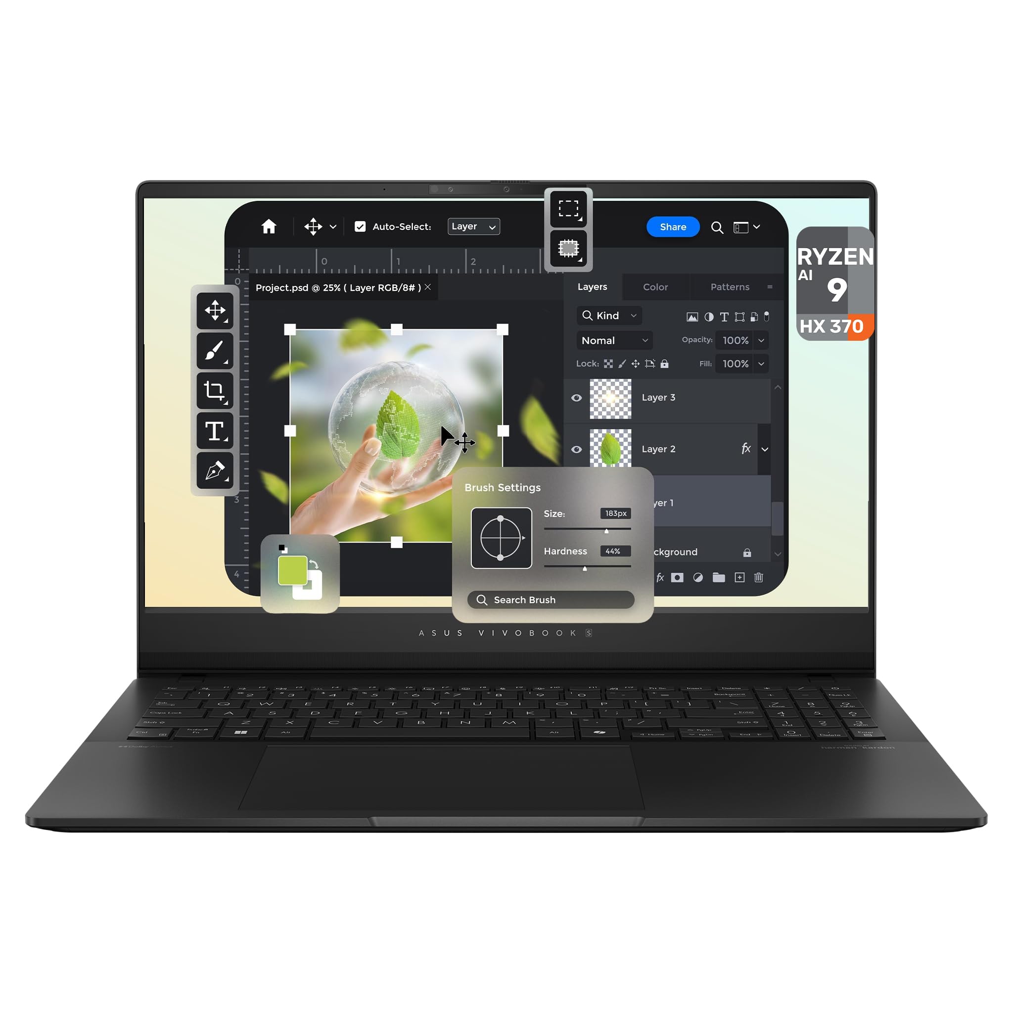 لپتاپ ASUS Vivobook S Copilot+، AMD Ryzen AI 9 HX 370، 32 گیگابایت RAM LPDDR5x، 2 ترابایت SSD PCIe، صفحه نمایش 15.6 اینچی 3K (2880x1620)، AMD Radeon 890M، صفحه کلید با نور پس‌زمینه RGB یک منطقه‌ای، ویندوز 11 خانگی، رنگ مشکی Neutral 32 گیگابایت RAM | 2 ترابایت SSD ویندوز 11 خانگی