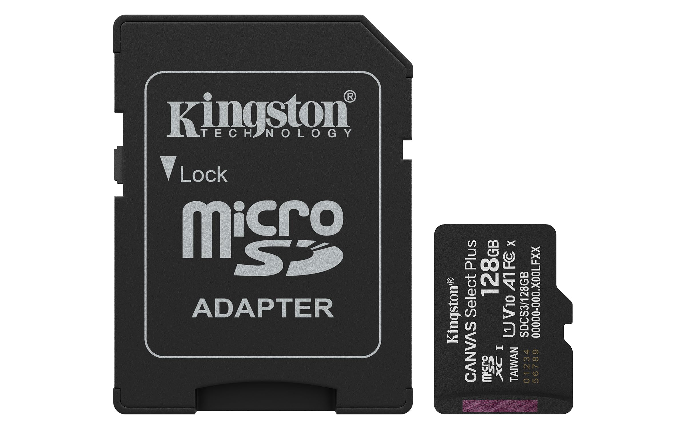 کارت حافظه microSD Kingston Canvas Select Plus 128GB microSDXC Gen3 150MB/s A1 Card + Adapter - SDCS3/128GB شامل آداپتور SD 128GB می باشد.