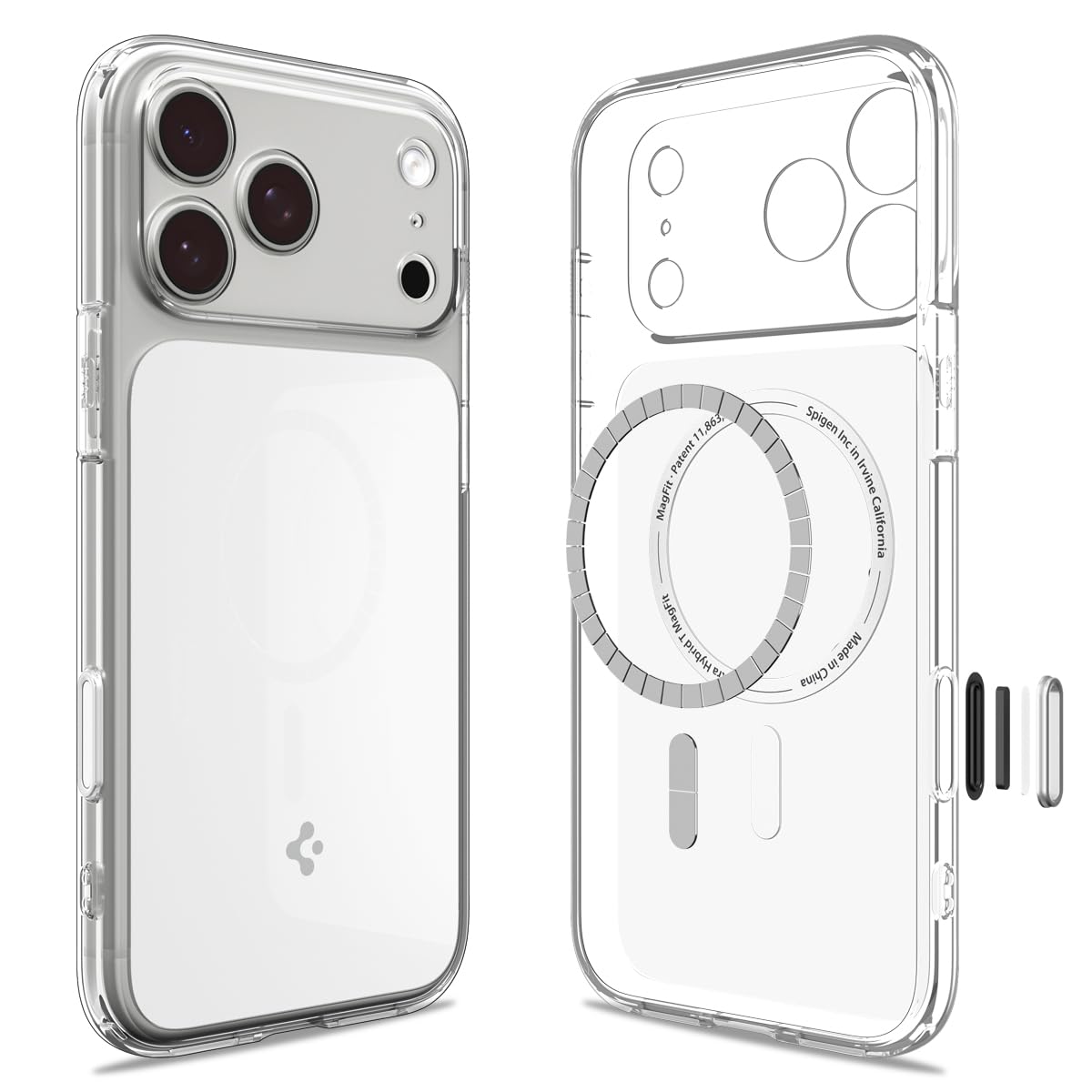 Spigen Ultra Hybrid T MagFit برای محافظ گوشی آیفون ۱۷ پرو MAX [دکمه کنترل دوربین ظریف] سازگار با مگ‌سیف (۲۰۲۵) - سفید براق