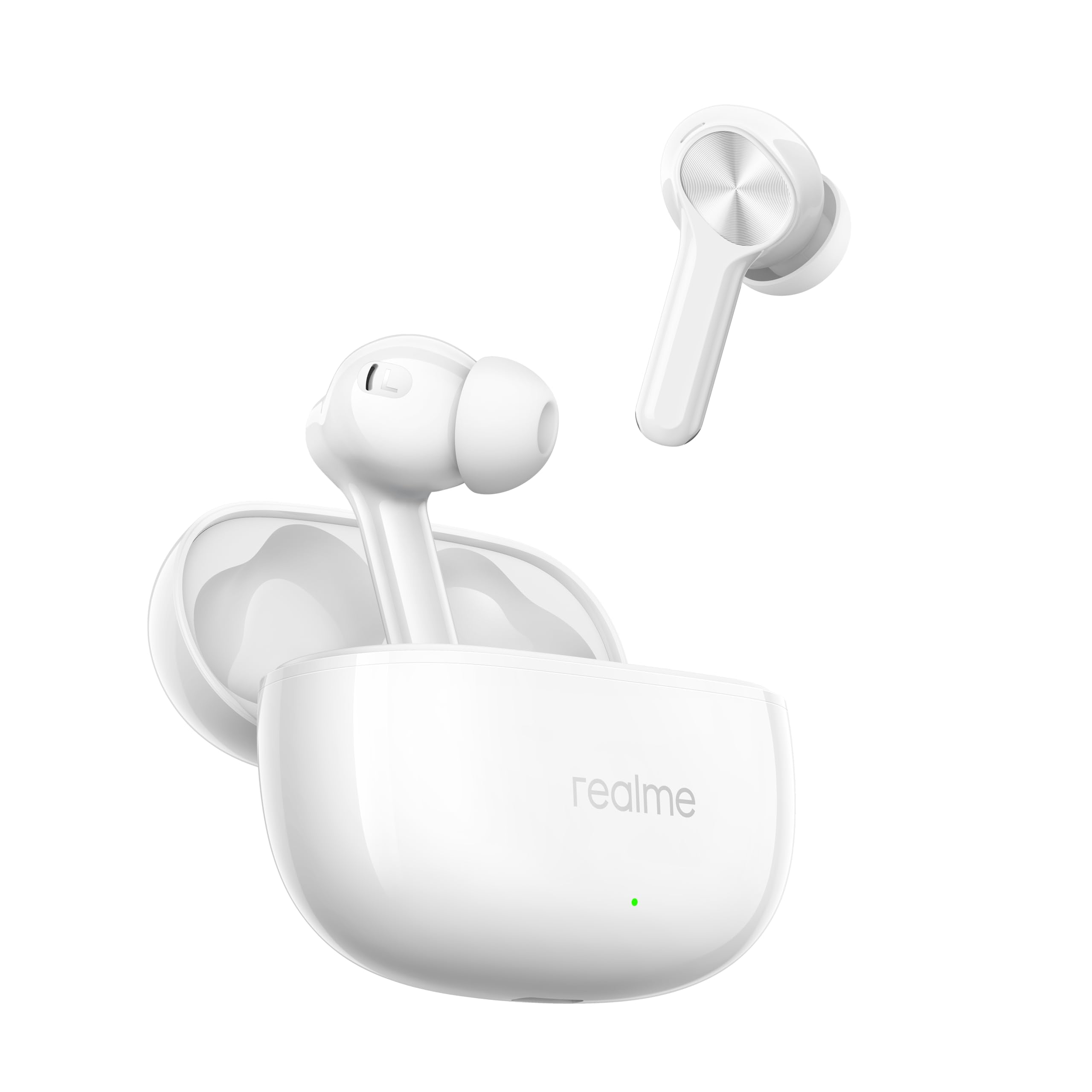 هدفون بی سیم realme Buds T200X TWS با میکروفن | درایورهای باس 12.4 میلیمتری | ANC 25dB | پخش 48 ساعته | بلوتوث 5.4 | داخلی کم لتانس 45 میلی ثانیه | امتیاز IP55 | اتصال دو دستگاه همزمان | اتصال سریع گوگل (Moonlight White)