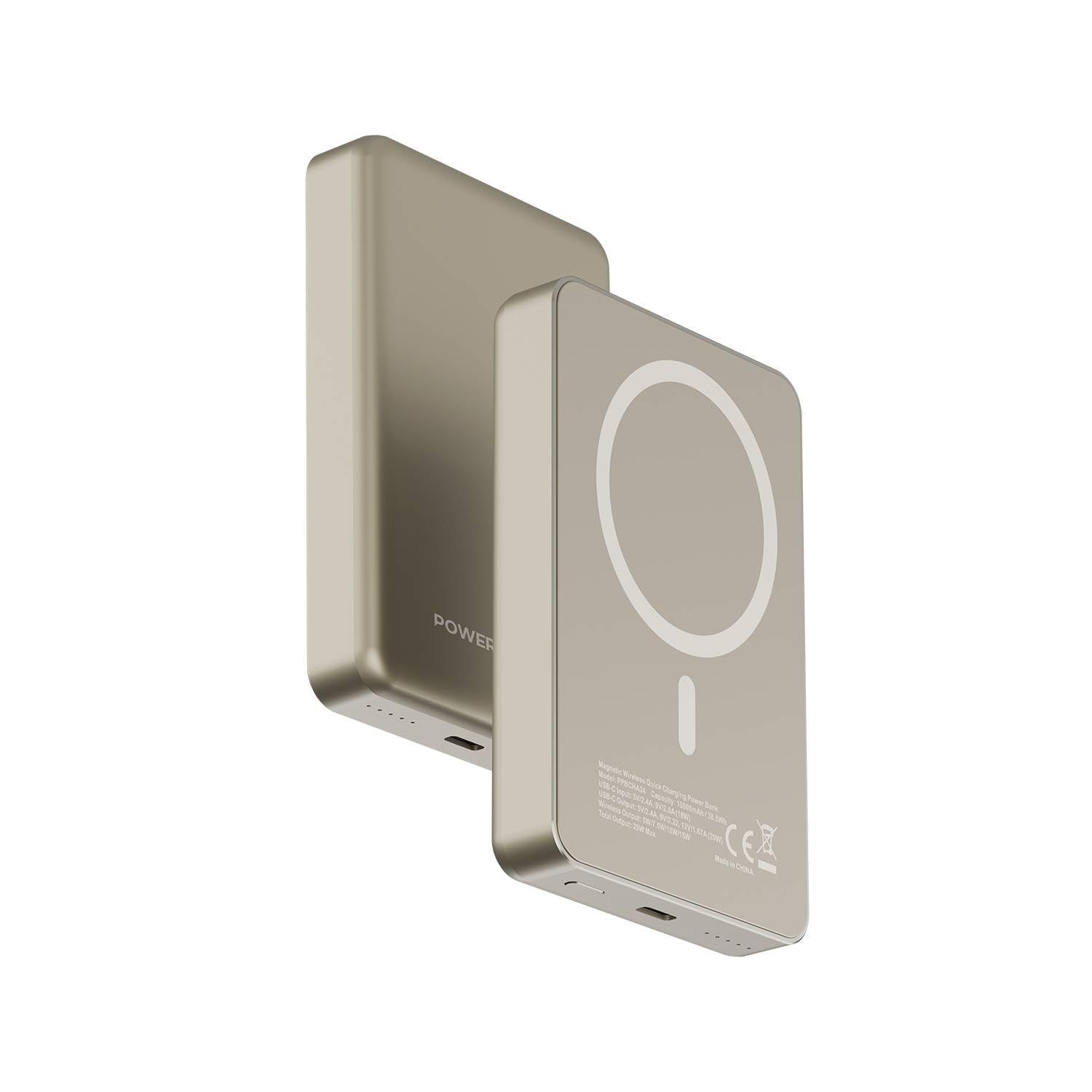 پاورولوژی 10000mAh سازگار با بانک انرژی MagSafe، PD 20W Type-C، شارژ بی‌سیم 15W، سازگار با آیفون 16/15/14/13، سامسونگ S25/S24/S23، شیائومی، گوگل پیکسل (تیتانیوم)