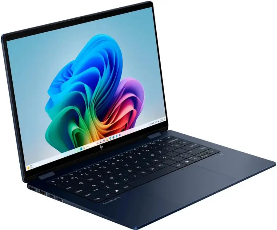 لپ تاپ HP OmniBook X Flip 14 Ai، دارای نمایشگر لمسی IPS 2K 14 اینچ، پردازنده اینتل Core Ultra 7 256V، 16 گیگابایت RAM LPDDR5x، 1 ترابایت SSD، اینتل Arc 140V 8GB، Copilot+ NextGen AI PC، صفحه کلید با نور پس زمینه، ویندوز 11، آبی (ارتقا یافته)