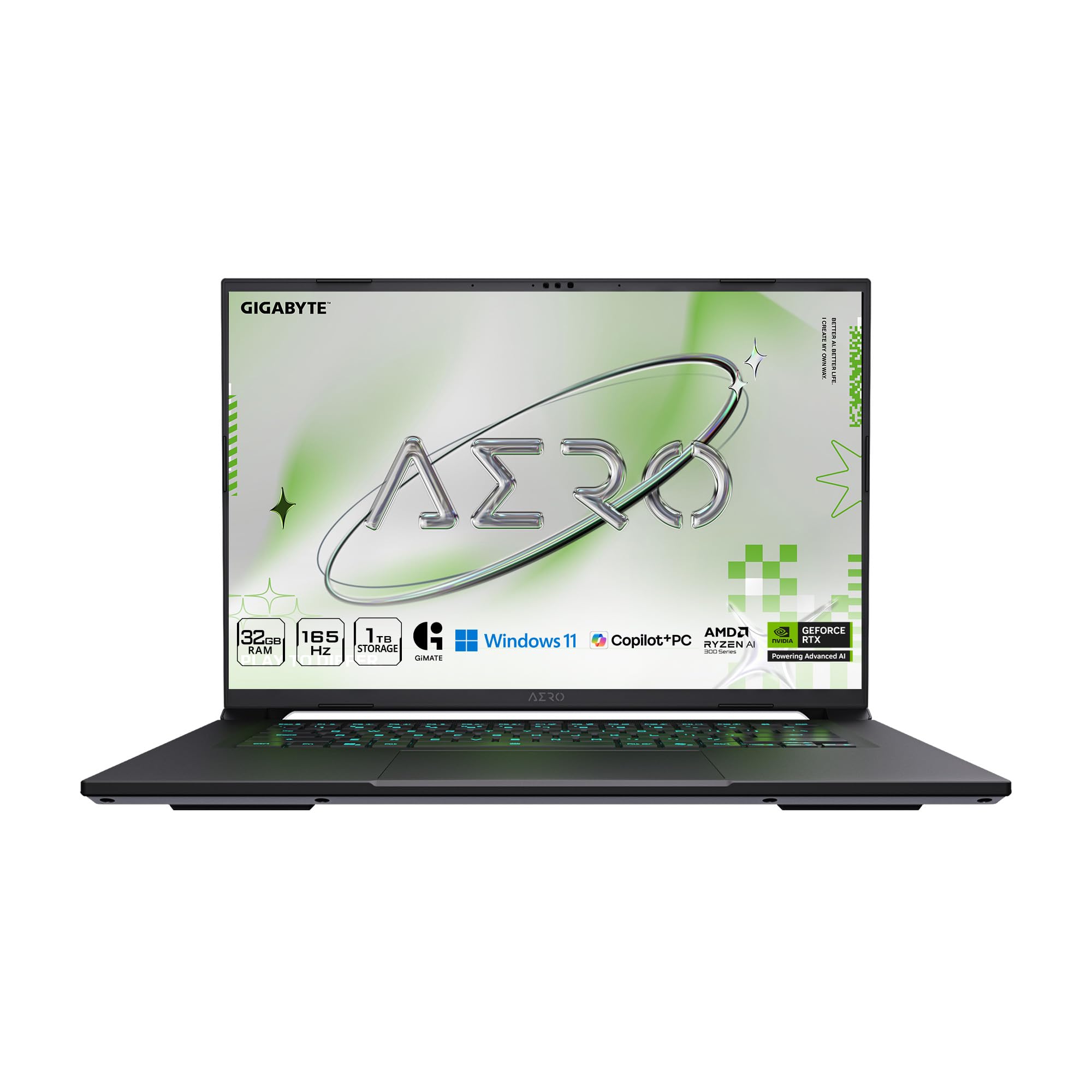 GIGABYTE AERO X16; Copilot+ PC - 165Hz 2560x1600 WQXGA - NVIDIA GeForce RTX 5070 - AMD Ryzen AI 7 350-1TB SSD با ۳۲GB RAM DDR5 - ویندوز ۱۱ Home - سفید لاستیکی