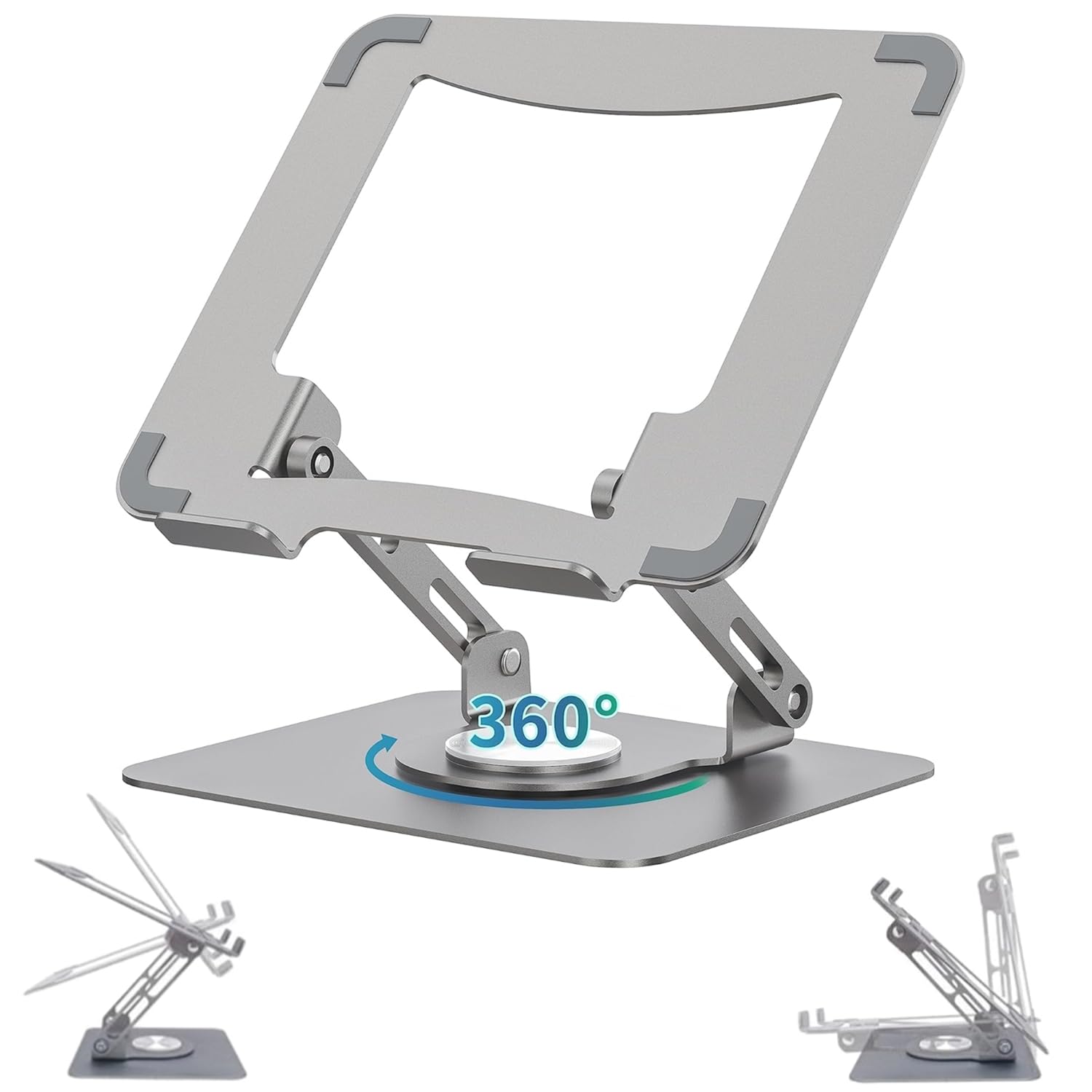 وینج Laptop Stand، Adjustable Laptop Holder با پایه 360° چرخشی، Stand Ergonomic، کامپیوتر Foldable & Portable Riser، سینی Stable برای نوت بوک 10-17 اینچ، iPad، Tablet (خاکستری)