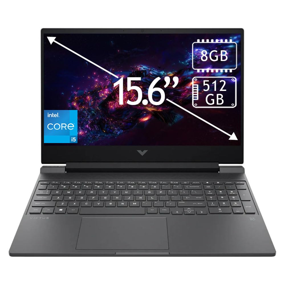 لپ تاپ بازی HP Victus 15.6 اینچ Core i5 8GB 512GB نقره ای مدل 15-fa2013dx