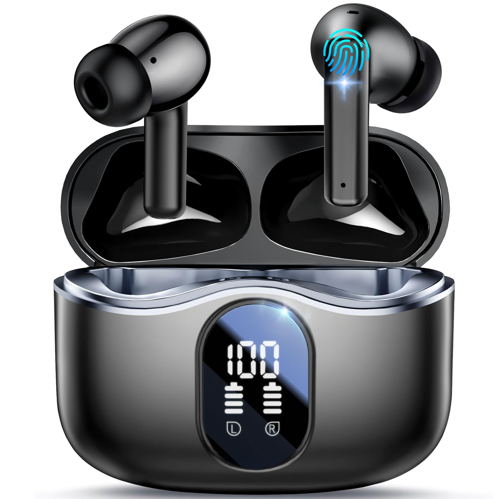 Garlo True Wireless Earbuds Bluetooth Earphones with Active Noise Cancelling in Ear Buds 4 Mic Clear Calls Headphones Wireless 40H Led Display, Multipoint Connect, Deep Bass Earbuds, ANC Waterproof