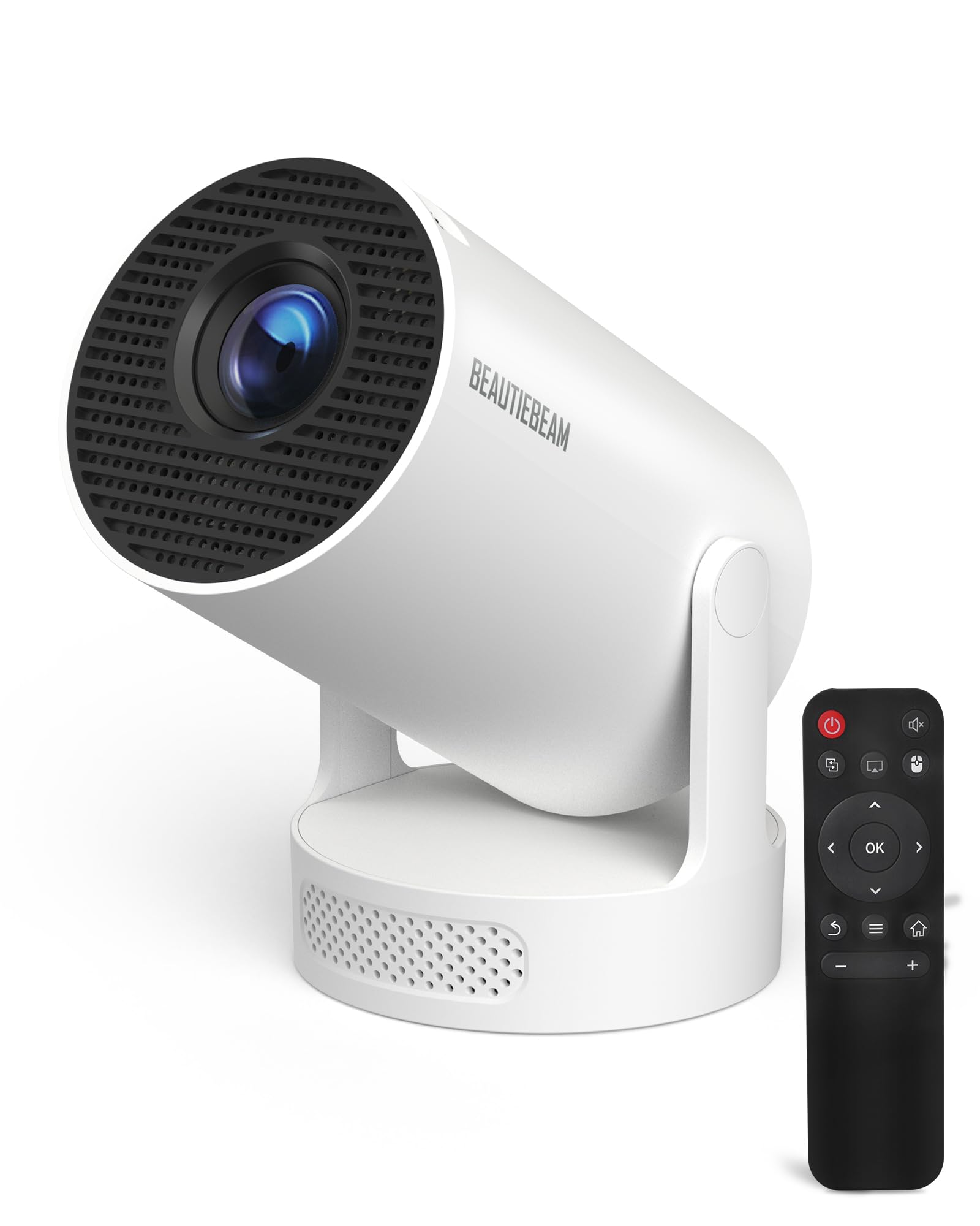 پرژکتور Beautiebeam Full HD 1080P Mini پرژکتور 4K، اصلاح خودکار Keystone، Mini پرژکتور چرخش 180 درجه پشتیبانی از پرژکتور ویدیویی 2.4 / 5G دوتایی وای فای 6، بلوتوث 5.0 با Android11 / OS11، خانه خارجی