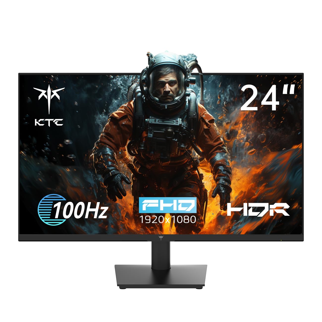 مانیتور کامپیوتر KTC 24 اینچ FHD 1080P 100Hz، پنل VA، مانیتور بازی PC FreeSync، پورت‌های HDMI و VGA، HDR، کنتراست 4000:1، حالت LowBlue، شیب ارگونومیک برای مراقبت از چشم برای خانه و دفتر کار 24 اینچ FHD با فرکانس 100 هرتز صاف