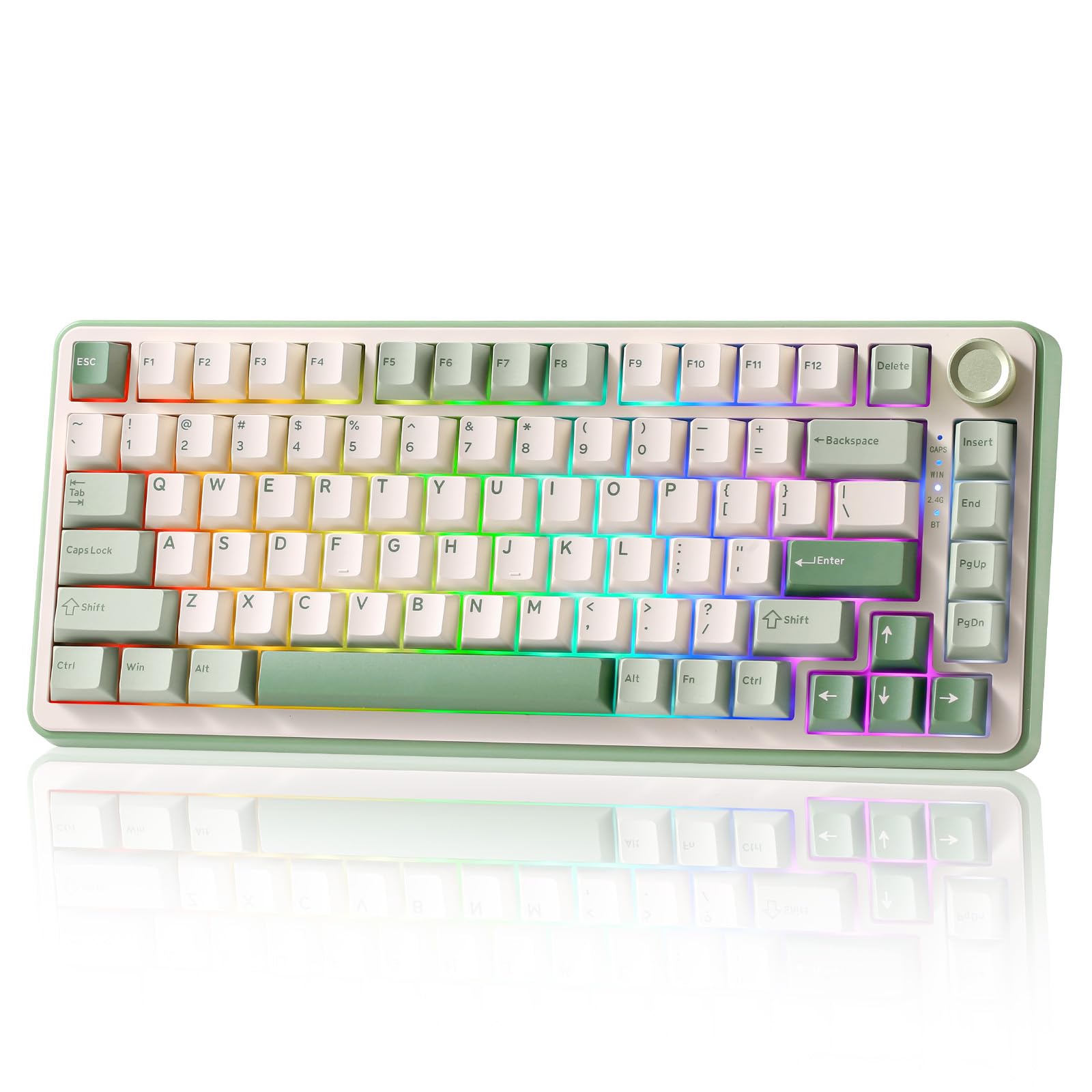 YUNZII B75 PRO یک صفحه کلید مکانیکی بی‌سیم ۷۵٪ (Matcha Green، Milk Switch) Matcha Green Milk Switch است.