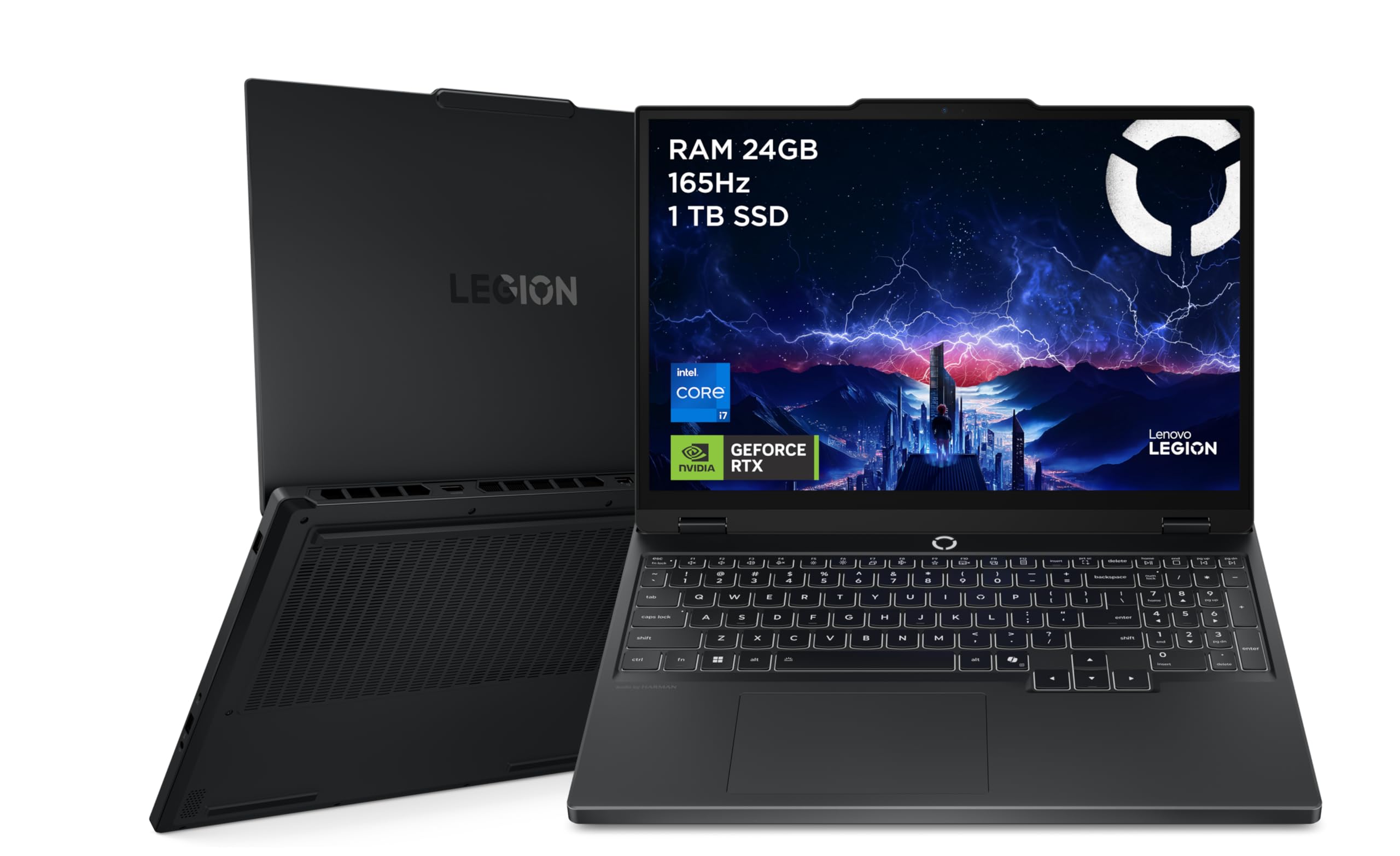لپ تاپ بازی لنوو Legion 5 15IRX10 AI، صفحه نمایش 15.3 اینچی WUXGA با فرکانس روزانه 165 هرتز، پردازنده Intel Core i7-13650HX، حافظه RAM 24 گیگابایتی، حافظه داخلی 1 ترابایت SSD، کارت گرافیک RTX 5060 8 گیگابایت GDDR7، صفحه کلید EN-ARB با نور پس زمینه، سیستم عامل ویندوز 11، رنگ مشکی Eclipse، کد محصول 83LY0032AX + 2 سال خدمات پشتیبانی ویژه