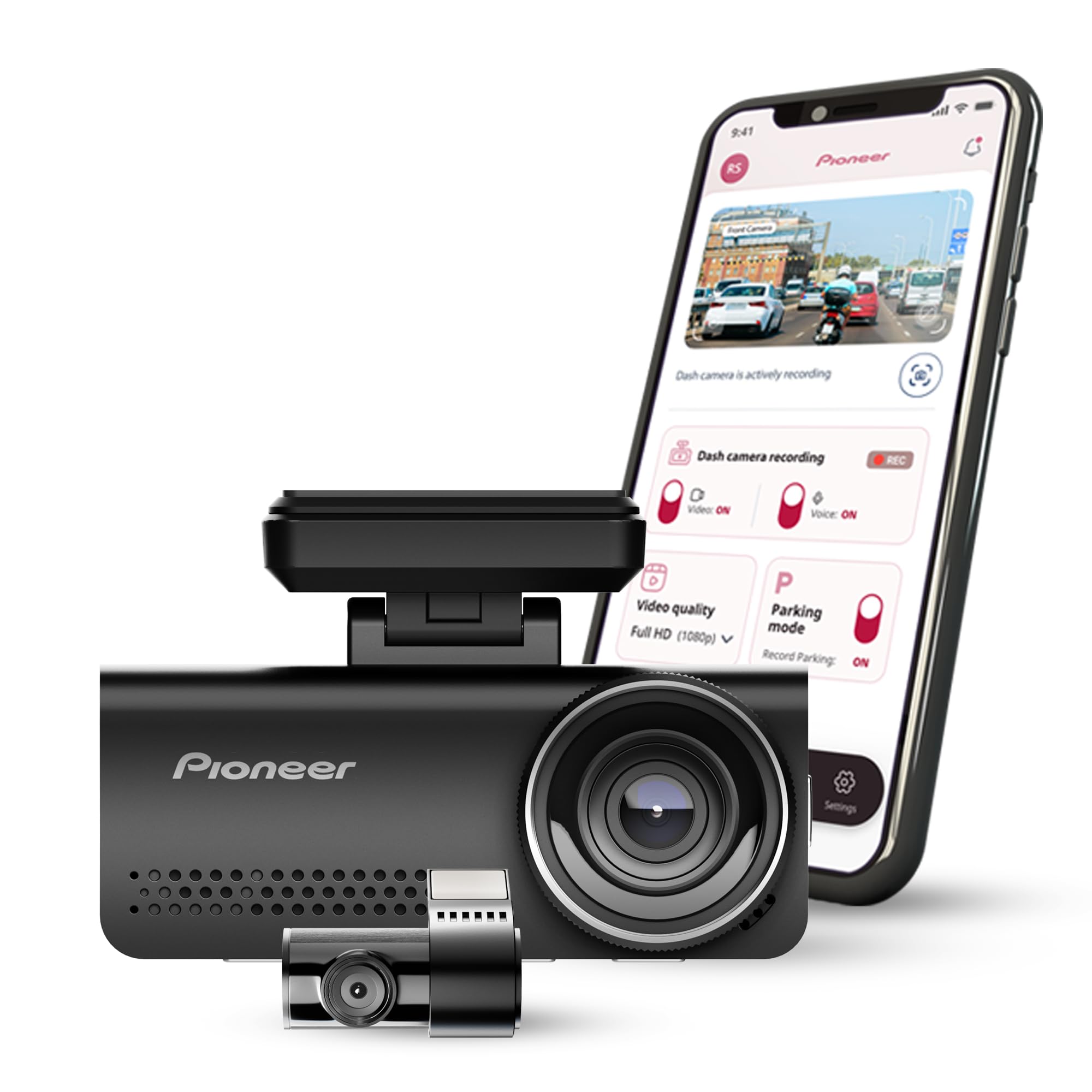 دوربین خودرو پایونیر VREC-Z820DC | دوربین 4K جلو، دوربین HD عقب | سنسور STARVIS | دید در شب هوشمند A.I | صفحه 7.2 سانتیمتری | هشدارهای ADAS | ثبت موقعیت GPS