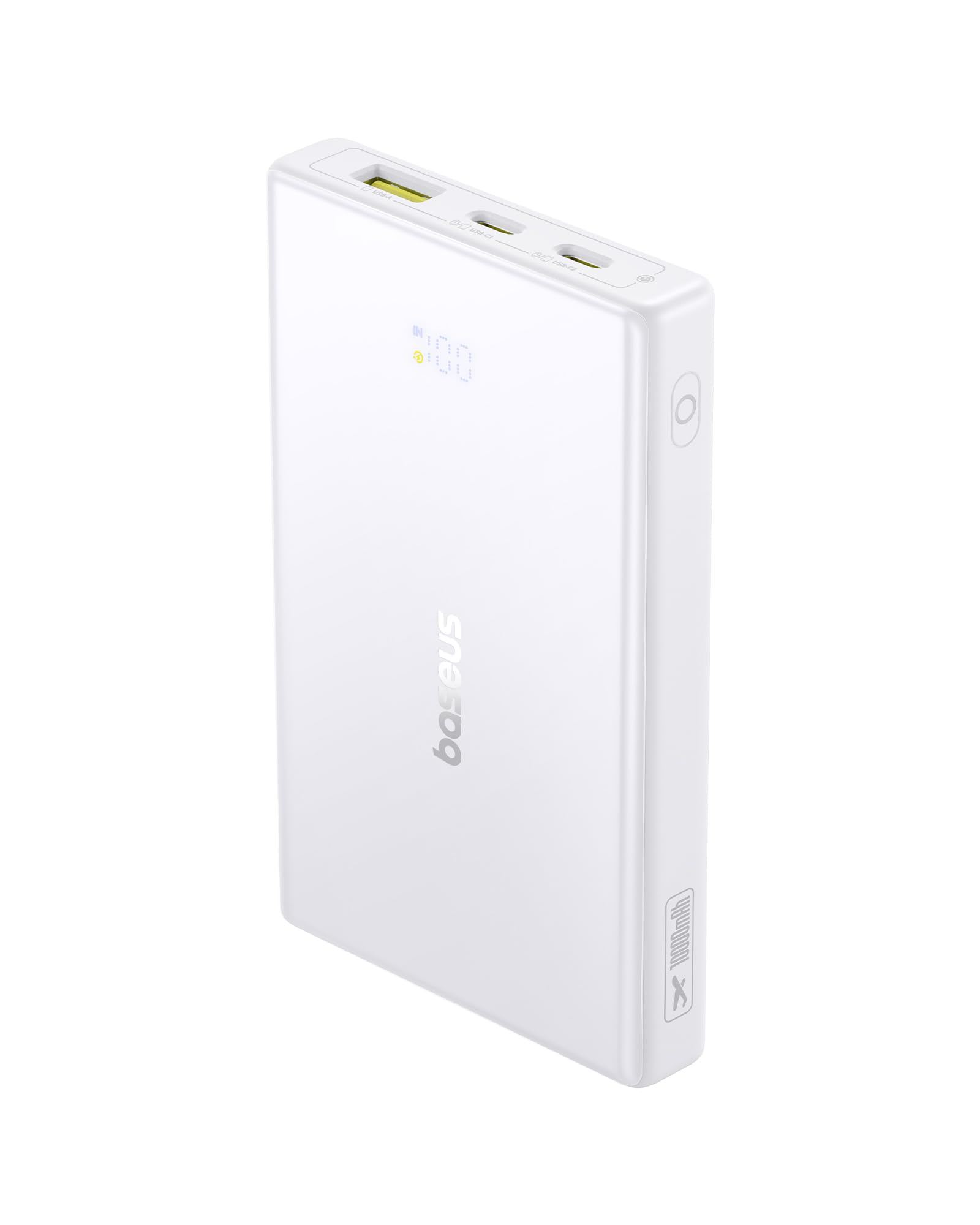 پاور بانک اولتراسلیم Baseus PicoGo 10000mAh با نمایشگر LED، 20W PD 3.0 و QC 4.0، شارژر قابل حمل با 3 خروجی برای آیفون 16 پرو مکس، گلکسی اس 25 سامسونگ، آیپد، ایرپاد، گوشی های اندروید (سفید) - سفید 10,000mAh-20W