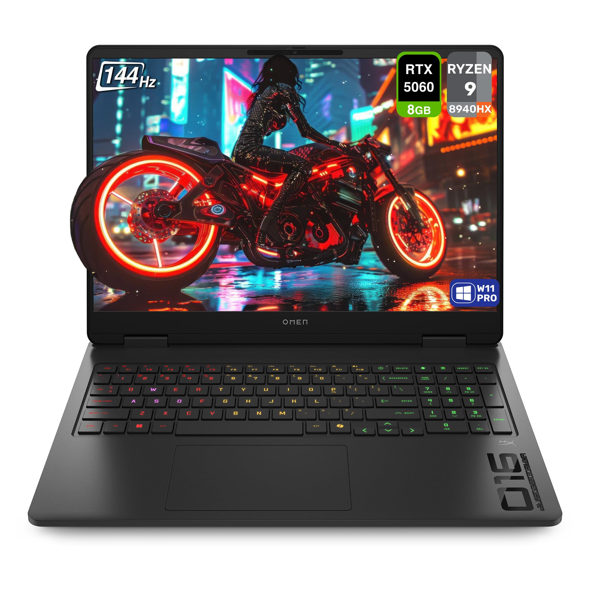لپ تاپ بازی HP OMEN، AMD Ryzen 9-8940HX، 32 گیگابایت رم DDR5، 1 ترابایت حافظه SSD PCIe، صفحه نمایش 2K 16 اینچ (1920 × 1200) 144 هرتز، Nvidia GeForce RTX 5060، صفحه کلید با نور پس زمینه، ویندوز 11 پرو، رنگ مشکی سایه‌ای 32 گیگابایت رم | 1 ترابایت SSD W11 Pro