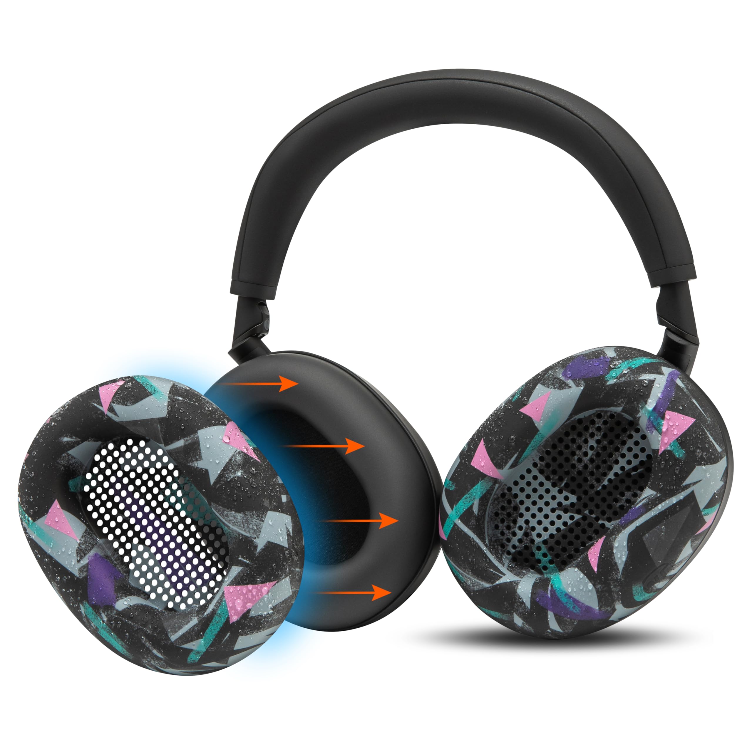 جعبه عرقکش WC SweatZ XM6 - گوشی‌های تاشو سیلیکونی با پوشش عرق که با هدفون‌های سونی WH-1000XM6 سازگار است توسط ویکد کاشیونز | ضدعرق و آسان‌شو | مشکی دهه 90