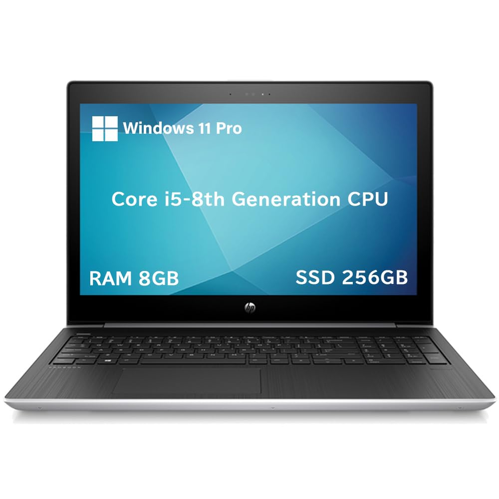 لپتاپ تجاری HP ProBook 450 G5 بازسازی‌شده | پردازنده Intel Core i5 نسل هشتم | 8GB RAM | 256GB SSD | نمایشگر 15.6 اینچ | ویندوز 11 پرو | (بازسازی‌شده) (بازسازی‌شده)