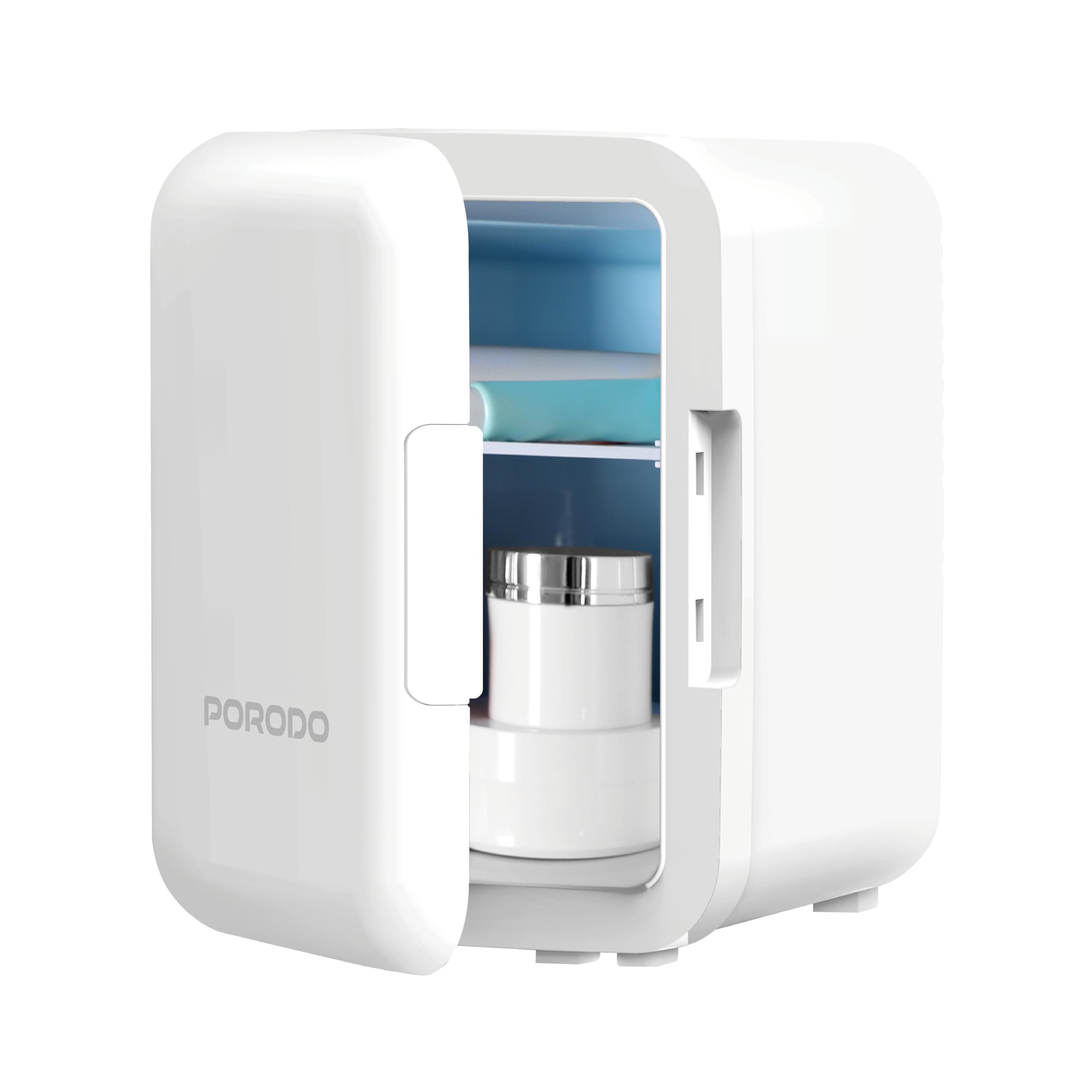 یخچال آرایشی کوچک Porodo Lifestyle Ecochill 4L، عملکرد بسیار آرام، سریع و با کارایی انرژی بالا، توان مصرفی 18-24 وات، یخچال شخصی برای مراقبت از پوست/آرایش - سفید