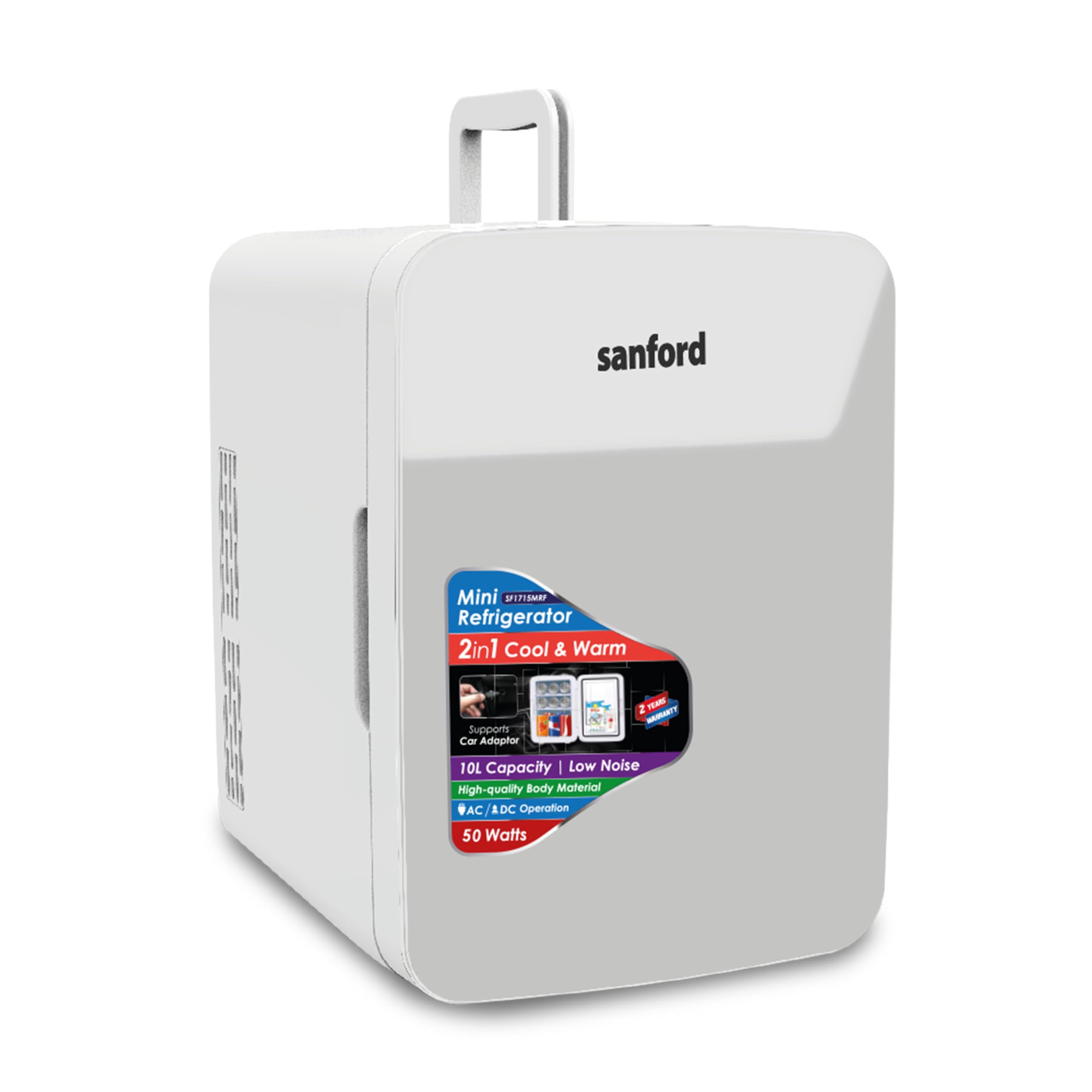 یخچال قابل حمل Sanford 10.0 لیتری | قابلیت خنک کردن و گرم کردن 2 در 1 | با برق AC/DC | مناسب برای ماشین، خانه، دفتر و سفر (سفید)