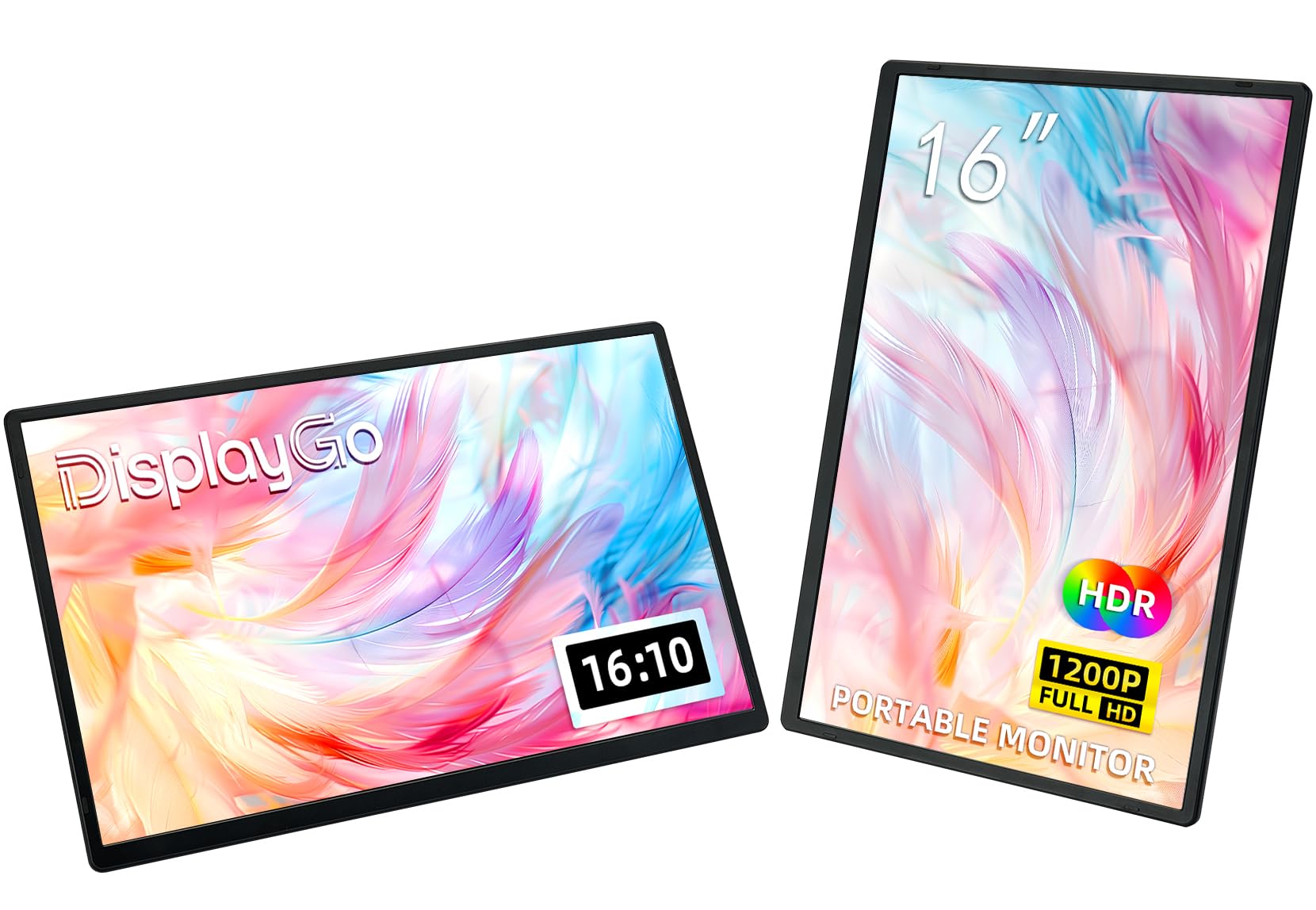 نمایشگر قابل حمل DisplayGo 16 اینچ برای لپ تاپ - اف‌اچ‌دی ۱۲۰۰ پیکسلی تکمیل کننده صفحه نمایش لپ تاپ HDMI USB C نمایش خارجی سفری با ایستگاه نمایش برای مانیتورینگ بازی برای کامپیوتر‌های شخصی مکینتاش سوئیچ تلفن کامپیوتر ایکس باکس PS4/5