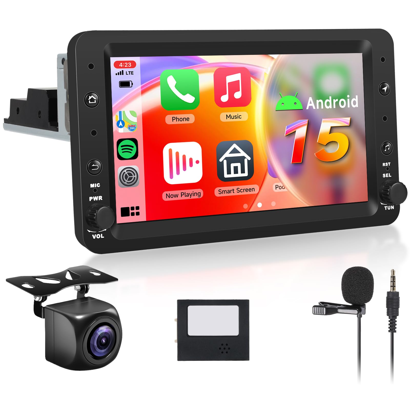 رادیو خودرو Hodozzy 8 هسته ای 4+64G با Carplay برای آلفا رومئو 159 با Navi/WiFi، رادیو خودرو 7 اینچی اپل با بلوتوث، با اندروید Car/Mirror Link/32 EQ/FM/RDS/SWC/WiFi + دوربین عقب، خاکستری