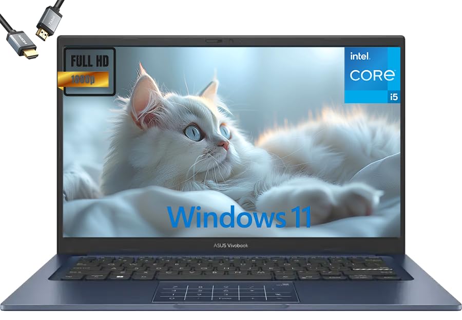 لپ تاپ نازک ایسوس VivoBook 14 (2025)، 14 اینچ، با کیفیت تصویر Full HD، با پردازنده Intel Core i5-1334U نسل 13، گرافیک UHD، دوربین حفظ حریم خصوصی، بلوتوث 5.1، ویندوز 11 Home، رنگ آبی آرام، با پورت HDMI (رم 12 گیگابایت | 512 گیگابایت حافظه SSD + HDMI) (ارتقا یافته)