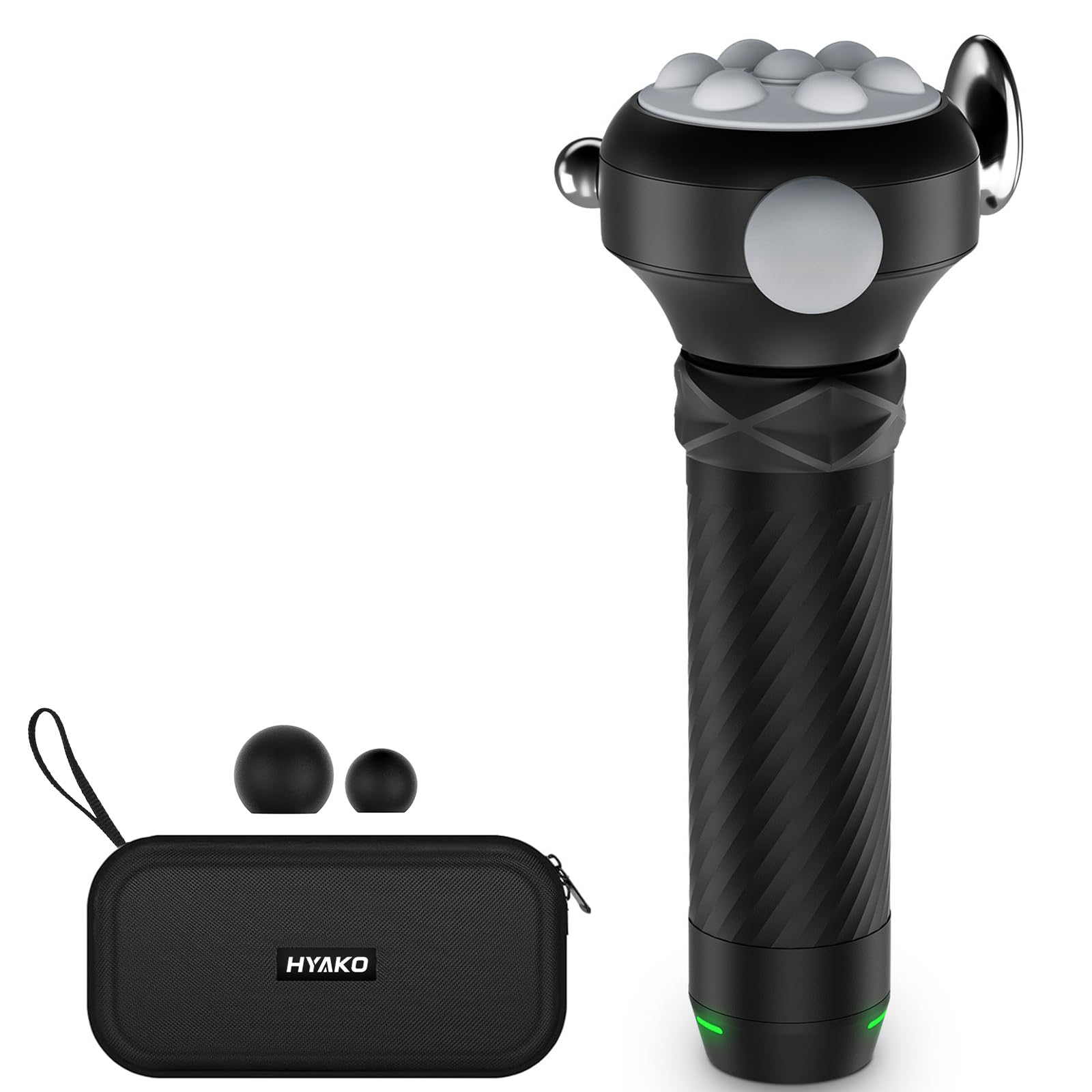 ماساژور تراپی HYAKO Pro Max - 6500 دور در دقیقه لرزش بافت عمیق حرفه ای برای تسکین درد و آزادسازی فاشیا برای استفاده از عضلات بزرگ و نواحی حساس، ماساژ گان قابل حمل (خاکستری)