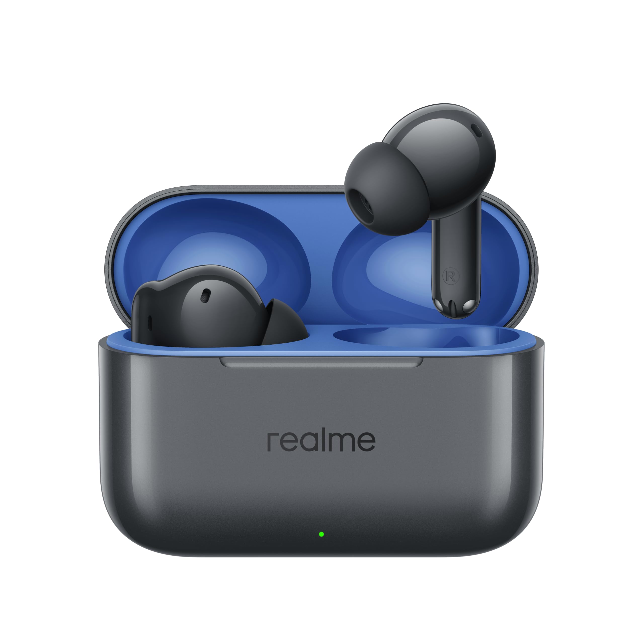 سماعات بلوتوث Realme Buds T200 TWS با درایور بیس داینامیک 13 میلی‌متر، فناوری سرنوشت مجهز برای مکالمه، باتری 40 ساعته، شارژ سریع، بلوتوث 5.3، مقاوم در برابر آب با استاندارد IPX5، کنترل لمسی - برای آندروید و آی‌اواس (مشکی رمزآلود)