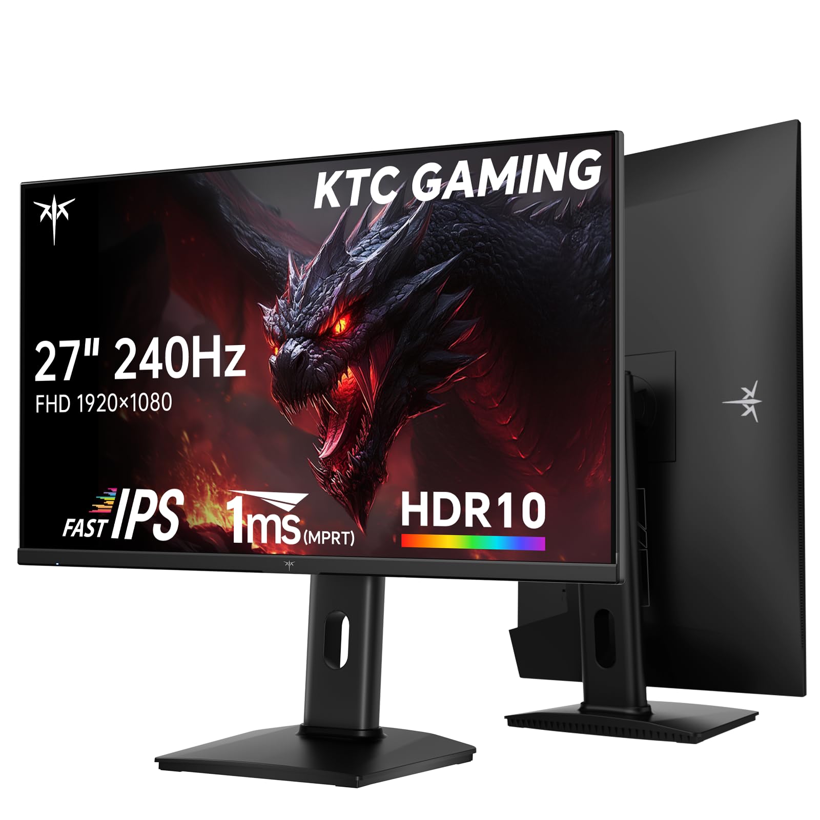 مانیتور بازی 27 اینچی KTC 240Hz، با کیفیت تصویر FHD 1080p، مانیتور کامپیوتری سریع IPS با Adaptive Sync، HDR، قابلیت تنظیم ارتفاع، چرخش، شیب، نصب VESA، پورت‌های HDMI/DP/USB، H27F7 27 اینچی FHD 240Hz FastIPS