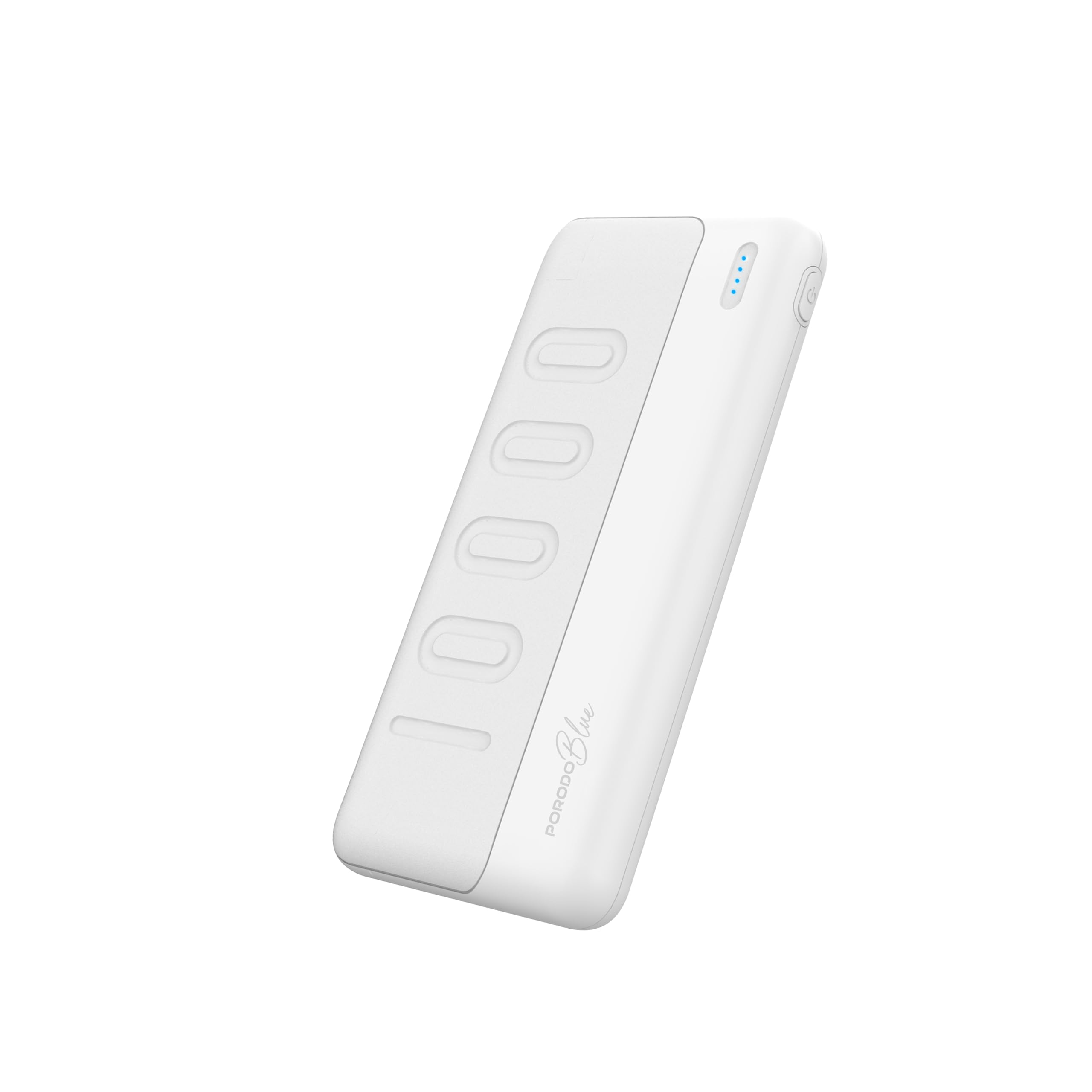 پاوربانک نازک Porodo Blue 10000mAh، شارژر قابل حمل دو پورت USB با دو ورودی (USB-C و Micro USB) برای آیفون 16/15/14، ایکسیاومی، گوگل پیکسل (سفید)