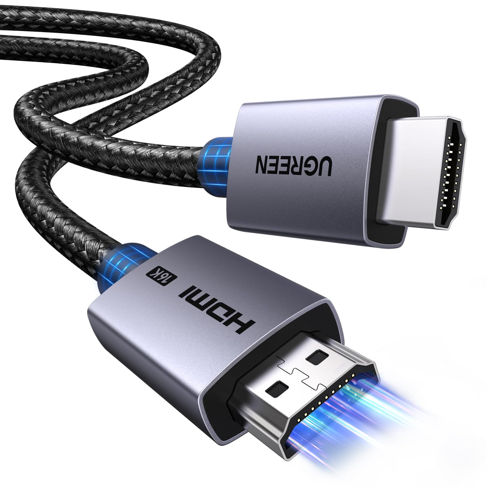 کابل HDMI UGREEN 16K 8K 4K با ظرفیت 96 گیگابایت بر ثانیه، سازگار با PS5، تلویزیون و مانیتور، طول 2 متر