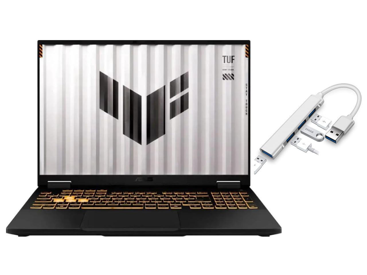 لپ تاپ بازی 16 اینچی ایسوس TUF FHD+ 165Hz | Intel Core i7-14650HX | NVIDIA GeForce RTX 5060 | نورپردازی پشت صفحه کیبورد | 64GB RAM DDR5 | 1024GB SSD | رنگ خاکستری Jaeger | ویندوز 11 هوم | بسته با هاب USB 3.0