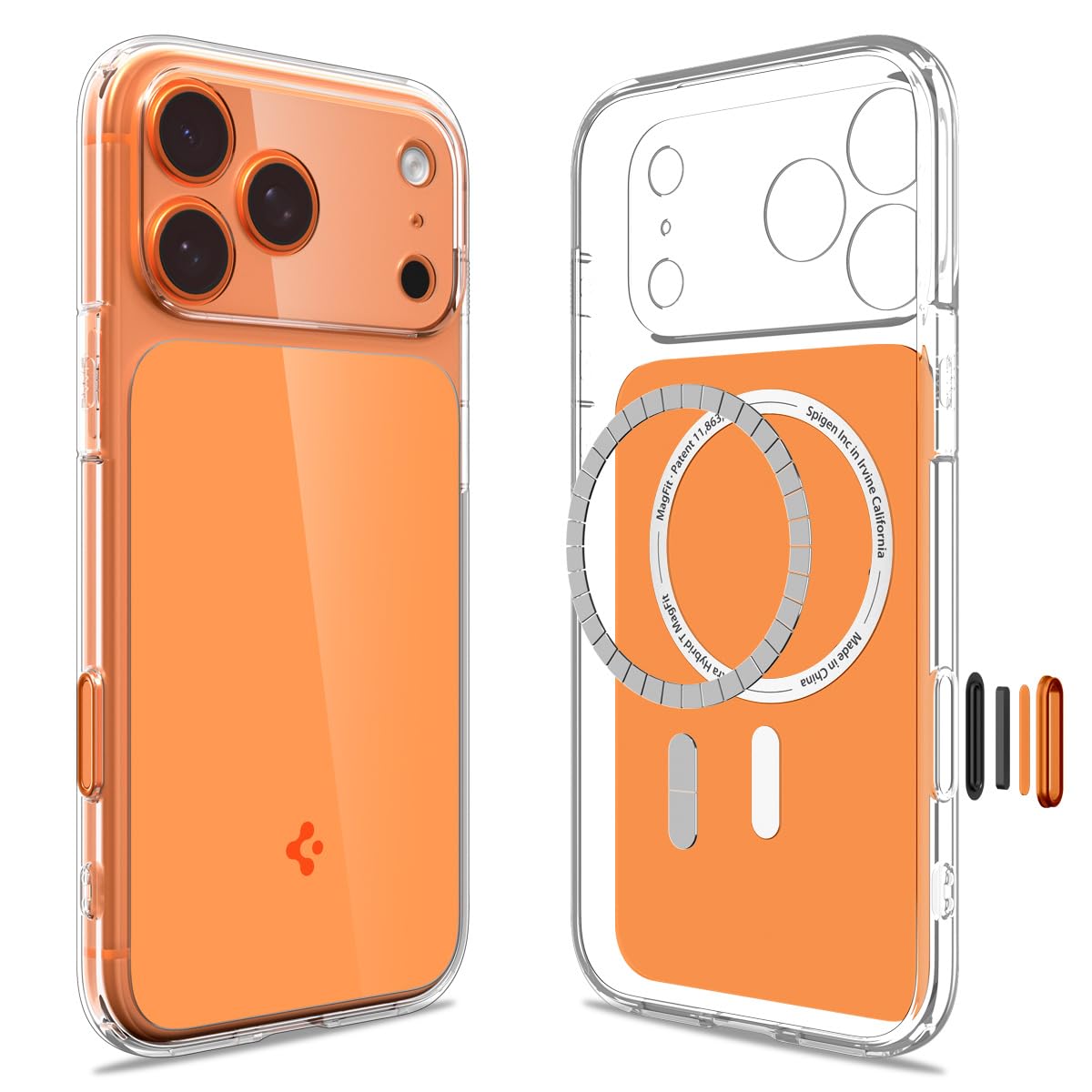 Spigen Ultra Hybrid T MagFit برای iPhone 17 Pro MAX کاور محافظ [دکمه کنترل دوربین خازنی] MagSafe سازگار (2025) - نارنجی دمنده