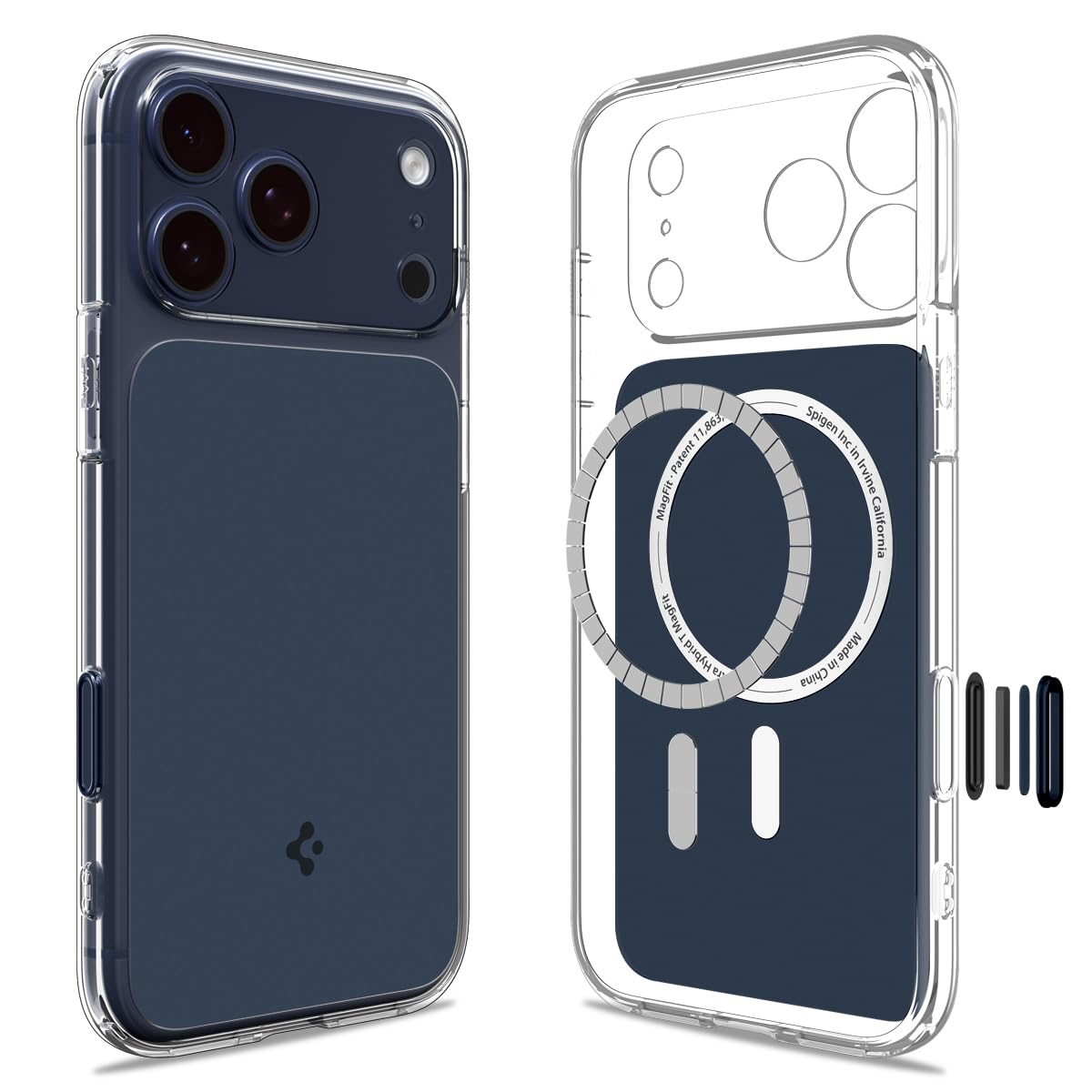 Spigen Ultra Hybrid T MagFit برای کاور محافظ آیفون ۱۷ PRO [دکمه کنترل دوربین خازنی] MagSafe سازگار (۲۰۲۵) - آبی مات