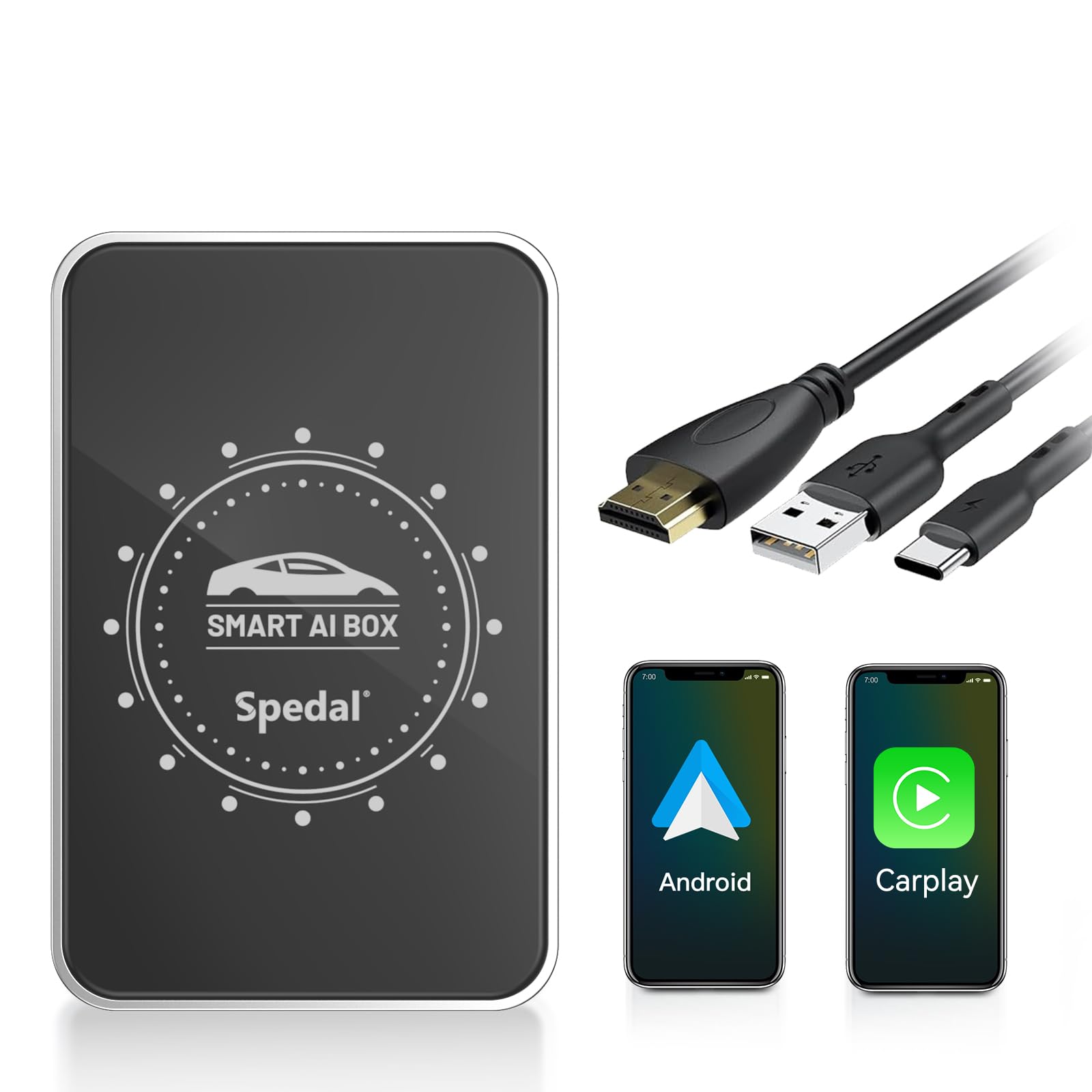 آداپتور بی‌سیم CarPlay با پشتیبانی از Netflix و YouTube، صفحه نمایش اسپلیت دوگانه WiFi، خروجی HDMI صندلی عقب، جعبه هوش مصنوعی هوشمند برای خودروهای با CarPlay سیمی