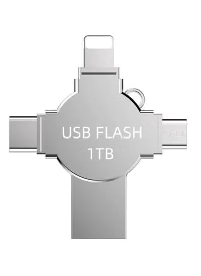 دیسک فلش USB 4 در 1 با ظرفیت 1 ترابایت برای آیفون، فلش درایو ذخیره‌سازی خارجی Photo Stick USB 3.0 حافظه‌ی Jump Drive PhotoStick برای آیپد، اندروید، کامپیوتر شخصی (1.0، ترابایت)