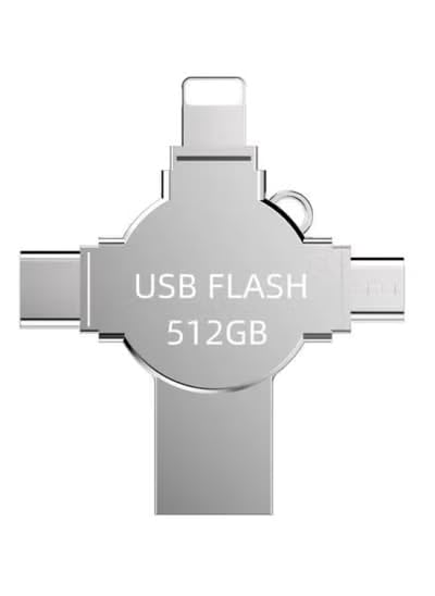 درایو فلش ۴ در ۱ OTG ۵۱۲GB برای آیفون، حافظه خارجی تامب درایو فتو اسـیک ۳.۰ برای آیپد، اندروید، کامپیوتر شخصی (۵۱۲.۰، گیگابایت)