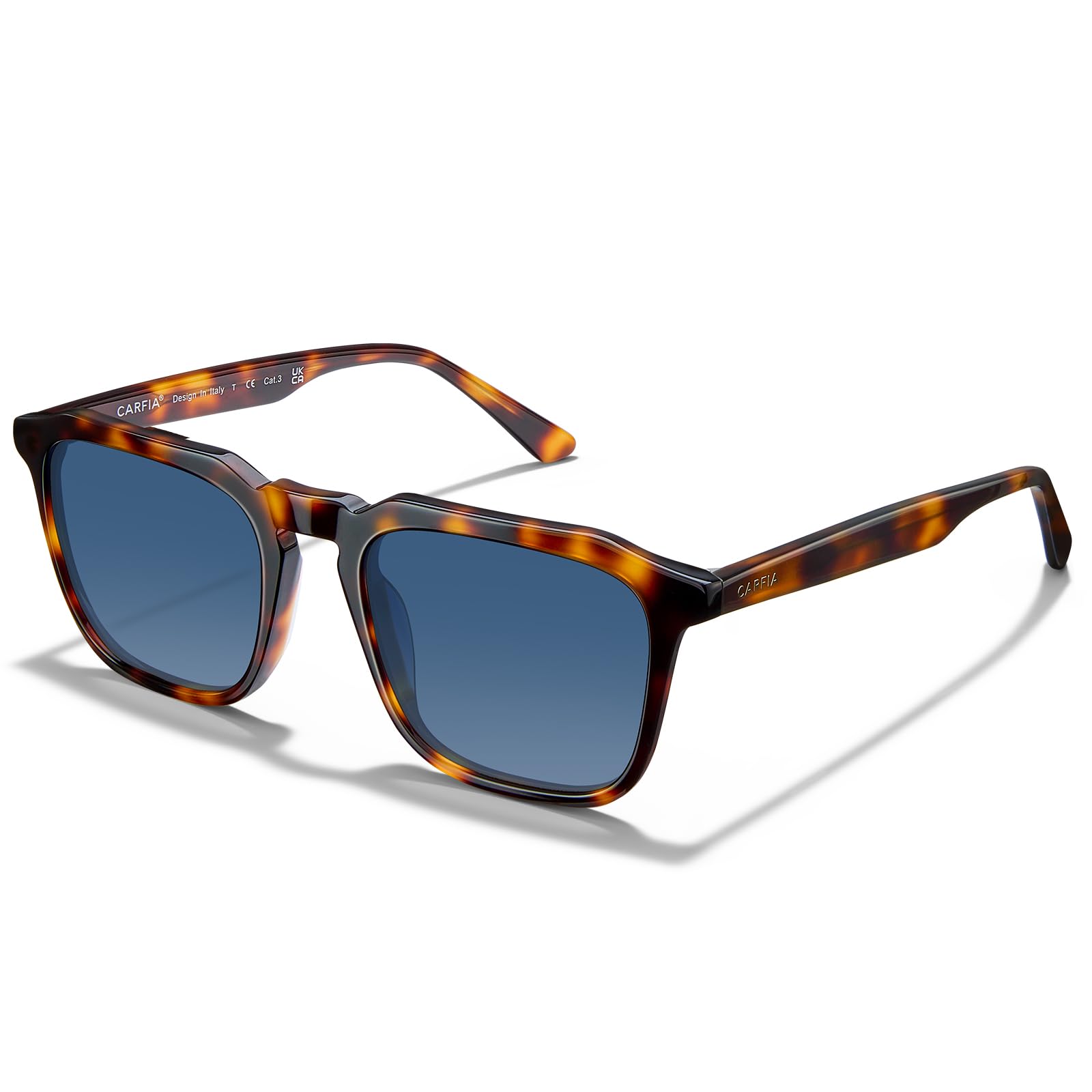 CARFIA Acetate Polarized Mens Sunglasses UV Protection Retro Fashion Cool Glasses for Driving Golf Fishing CA5352 4. Havana Frame Blue Gradient Brown