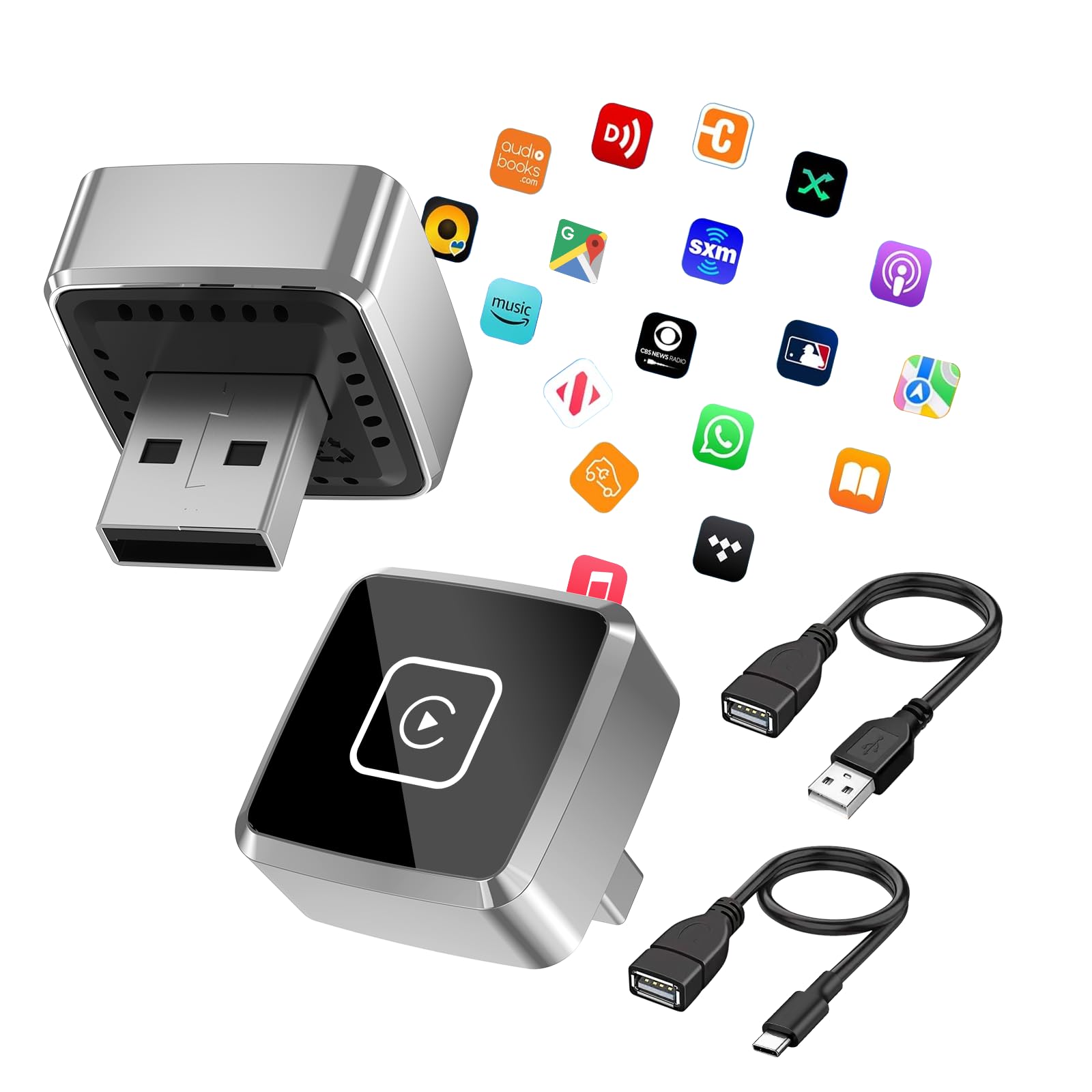 آداپتور بی‌سیم کوچک CarPlay برای اپل، دانگل CarPlay به‌روزسانی شده 2025 که تبدیل کابلی به بی‌سیم برای آیفون می‌شود، پلاگ USB C/A با قابلیت Plug and Play تنها برای iOS 10+