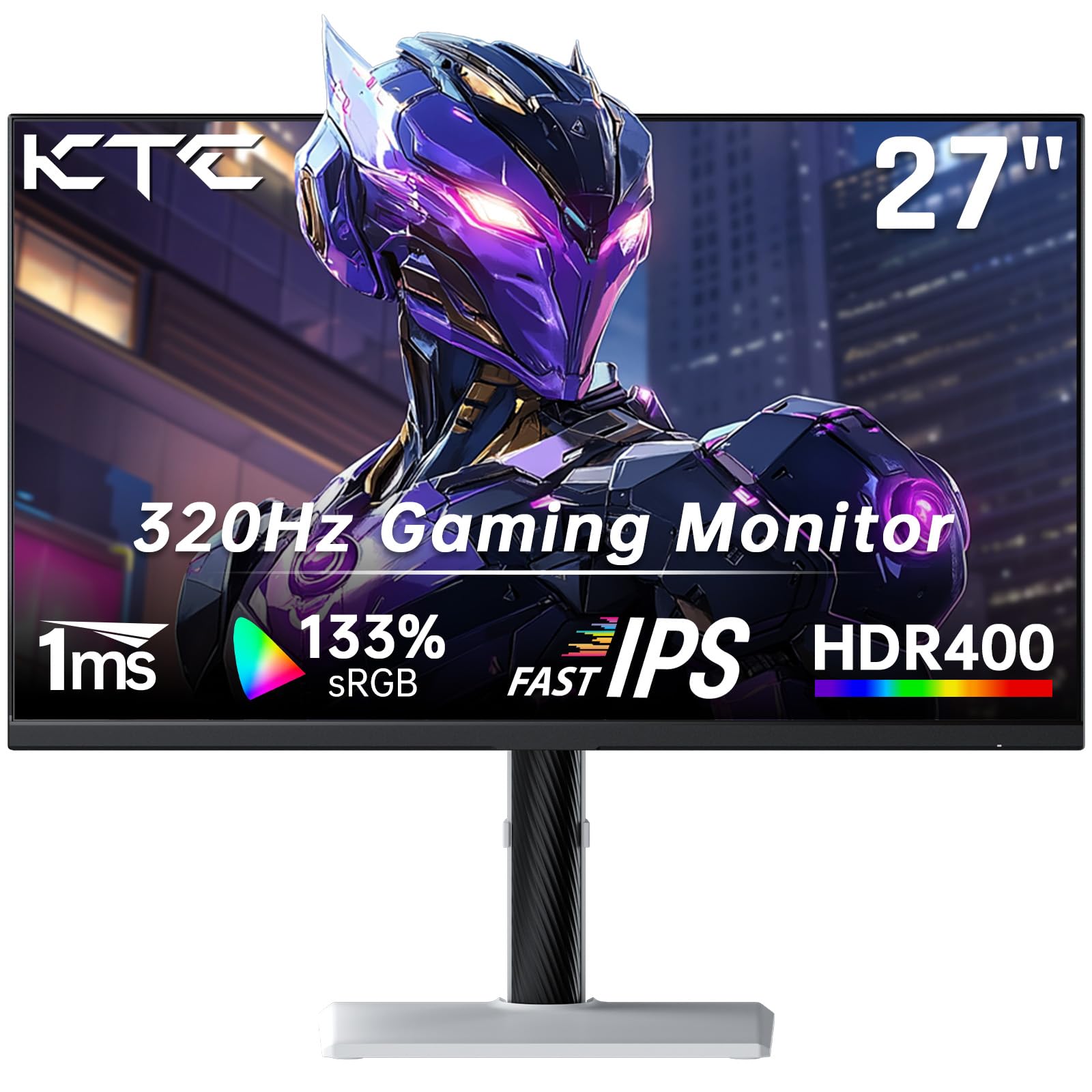 مانیتور بازی 27 اینچی KTC WQHD 300Hz (پشتیبانی از 320Hz از طریق اورکلاکینگ) مدل H27E6، رنگ مشکی - اینچ 27 با کیفیت تصویر 2k QHD و فرکانس تازه‌ترین تا 300Hz