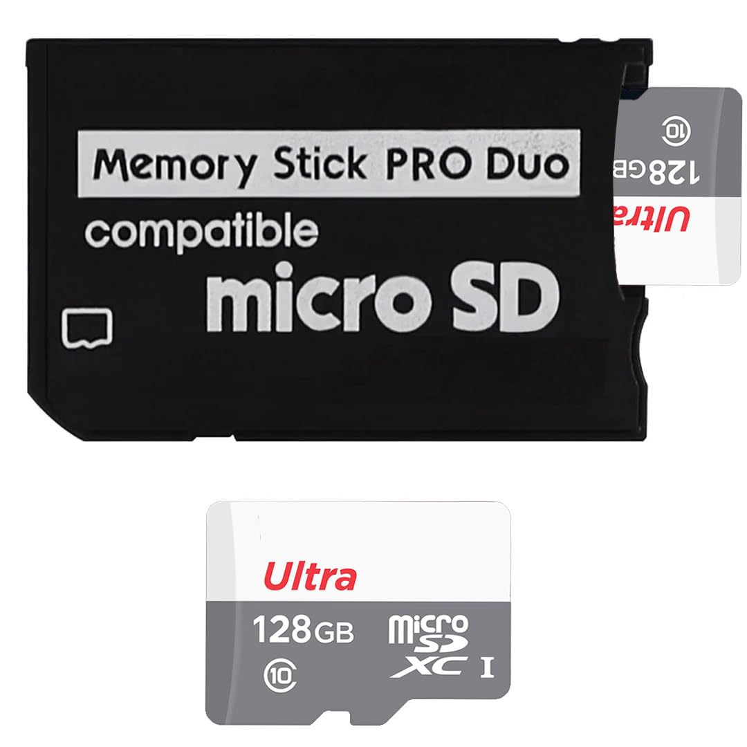 آداپتور مموری استیک PRO Duo با کارت MicroSD 128GB، 235 بازی پیش‌نصب شده برای کارت حافظه PSP با بازی‌ها