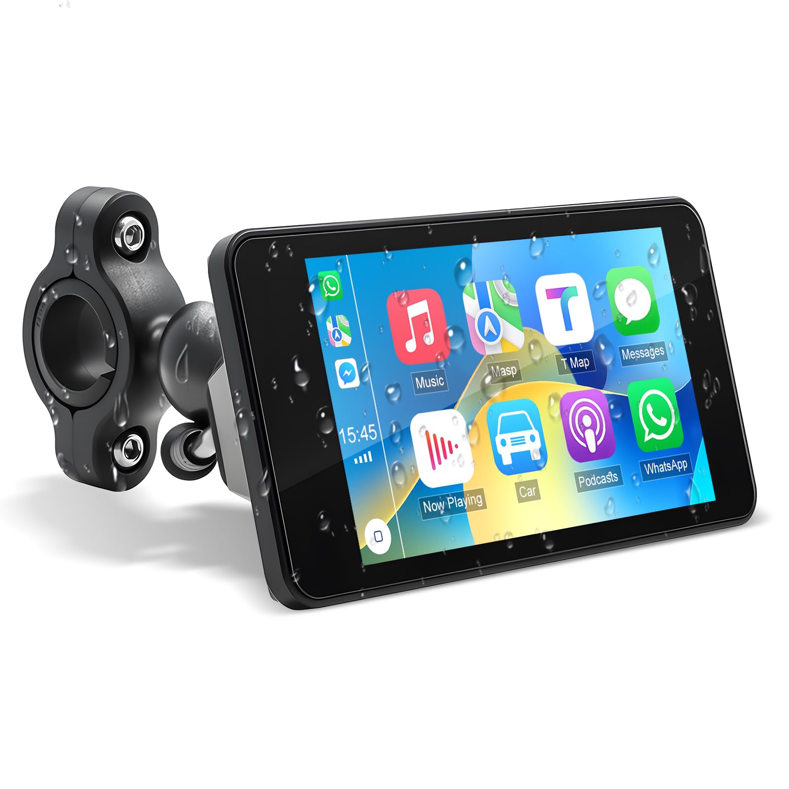 پخش‌کننده MP5 موتورسیکلت بی‌سیم Carplay/Android Auto با صفحه 4.7 اینچی، بلوتوث 5.0، موزیک، ضدآب، ناوبری برای موتورسیکلت با قطر دسته‌ی فرمان 2.2 تا 2.6 سانتیمتر با کد B5341