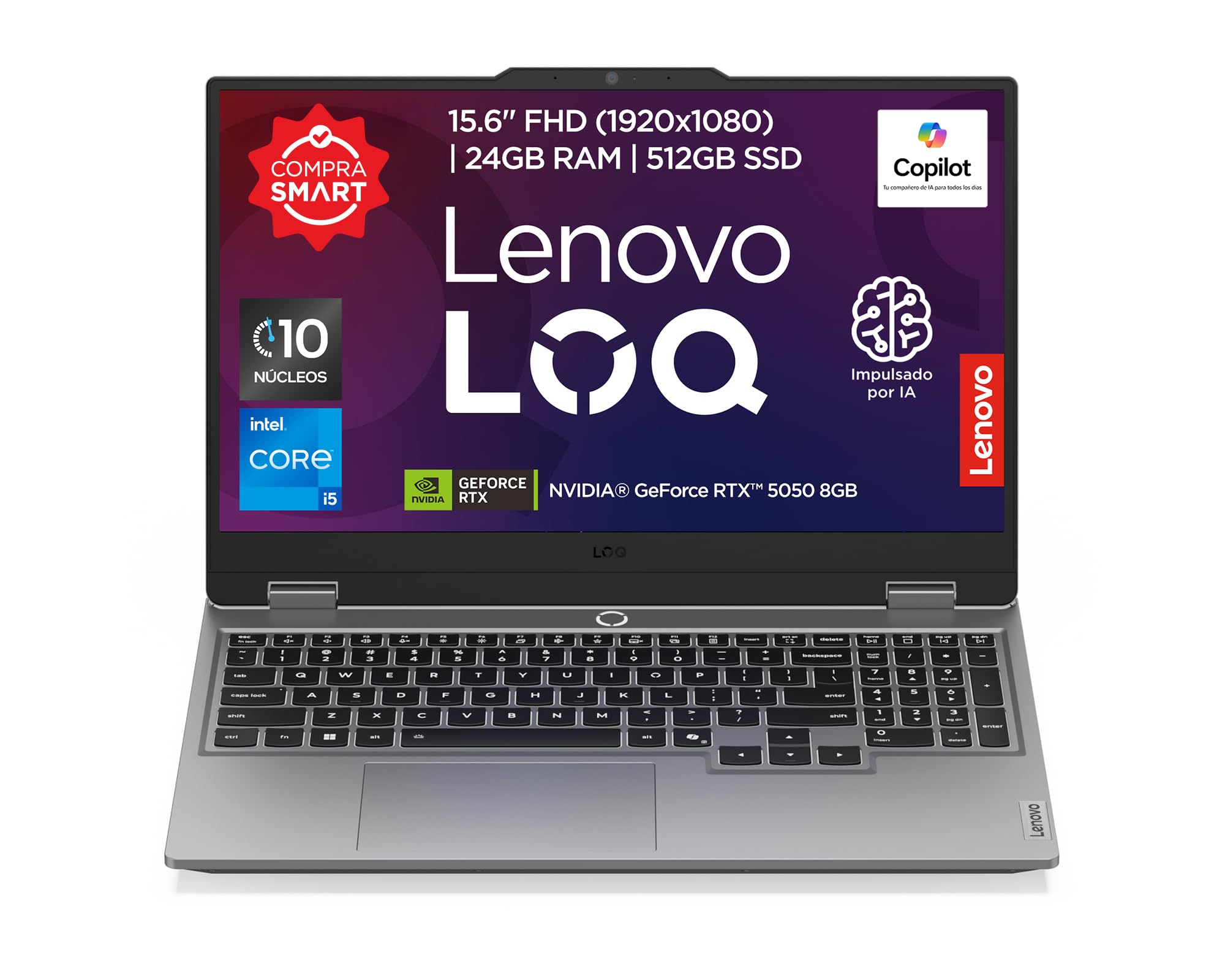 لپ تاپ بازی لنوو Lenovo Gaming Laptop LOQ RTX 5050|15.6" FHD Intel Core i5 |24GB RAM 512GB SSD| AI PC | NVIDIA GeForce| کیبورد نورده، ویندوز ۱۱ هوم - RTX 5050 - 24GB RAM 512GB SSD