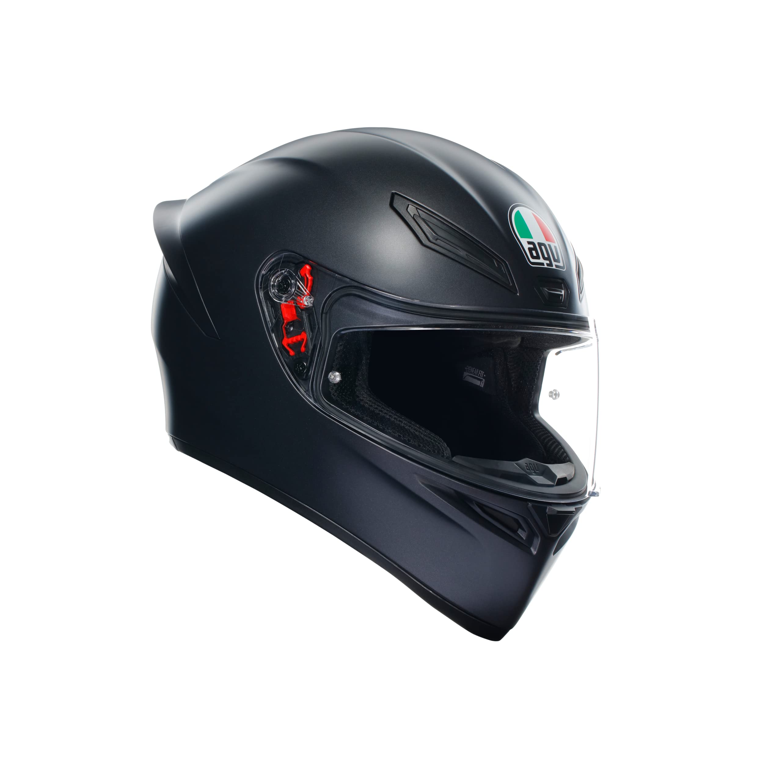 کلاه AGV - K1 S E2206، کلاه ای موتور سیکلت هلمت، استاندارد ECE، برای مردان، با سبک مسابقه ای با اسپویلر، ورودی هوا و وایزر مقاوم در برابر خط و خش، زاویه دید ۱۹۰ درجه، مناسب برای انتقال صدا، مشکی مات