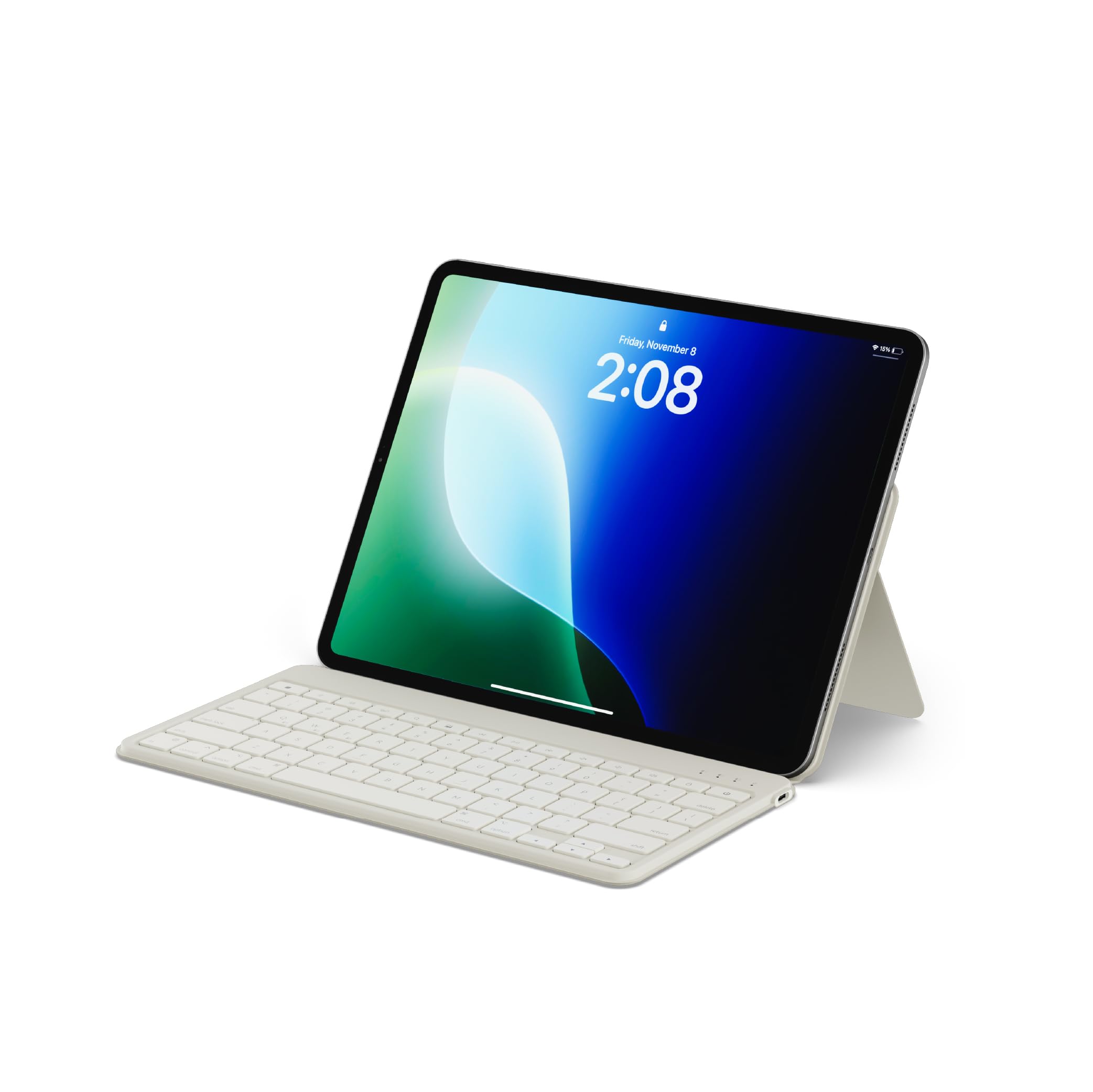 Satechi OntheGo Bluetooth Keyboard with Adjustable Stand, Connect up 3 Devices, USB C Rechargeable Battery, Compact and Portable Keyboard for iPad, Tablet US QWERTY – Sand