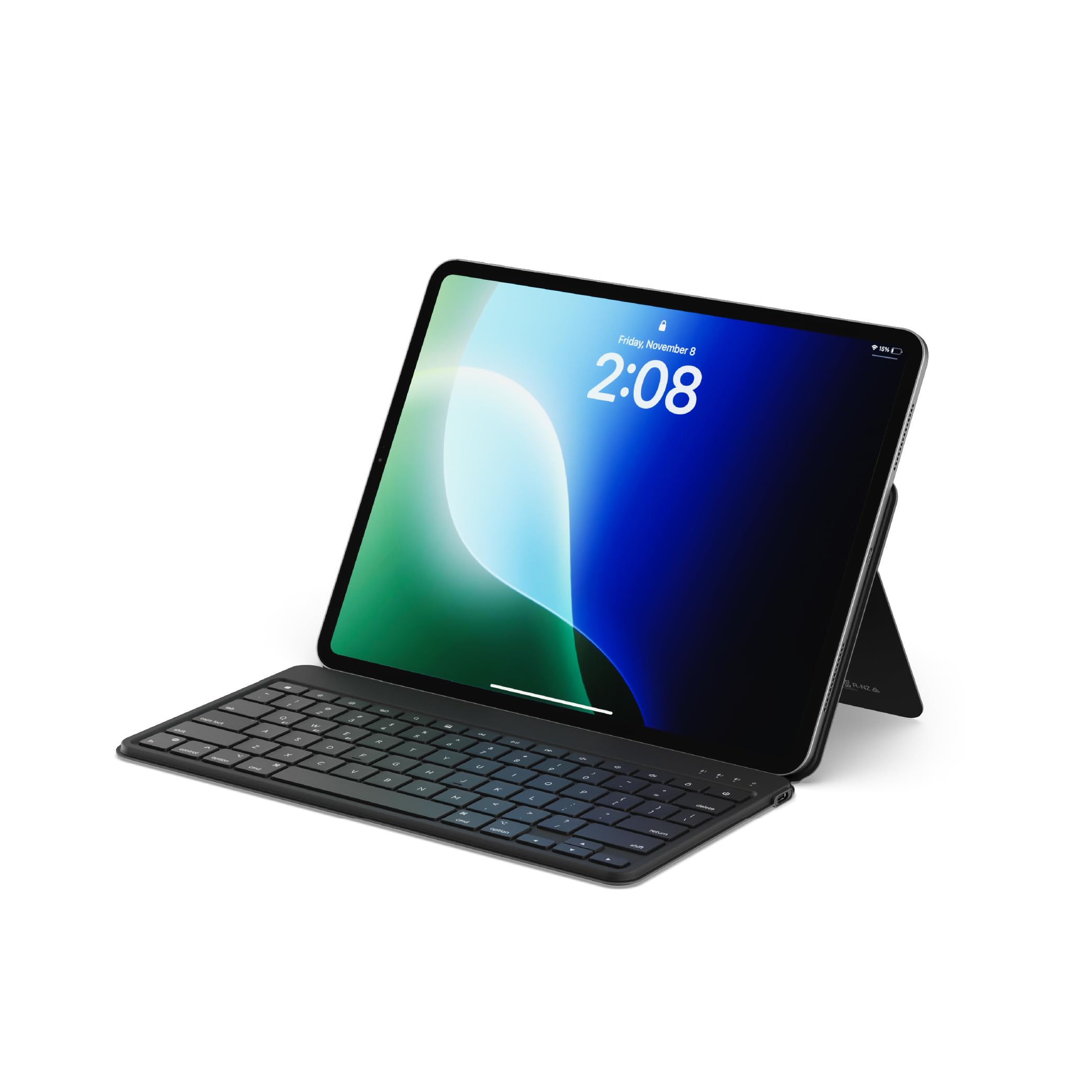 صفحه کلید بلوتوث Satechi OntheGo با قابلیت تنظیم، اتصال تا 3 دستگاه، باتری قابل شارژ USB C، صفحه کلید کوچک و قابل حمل برای آیپد، تبلت US QWERTY - مشکی