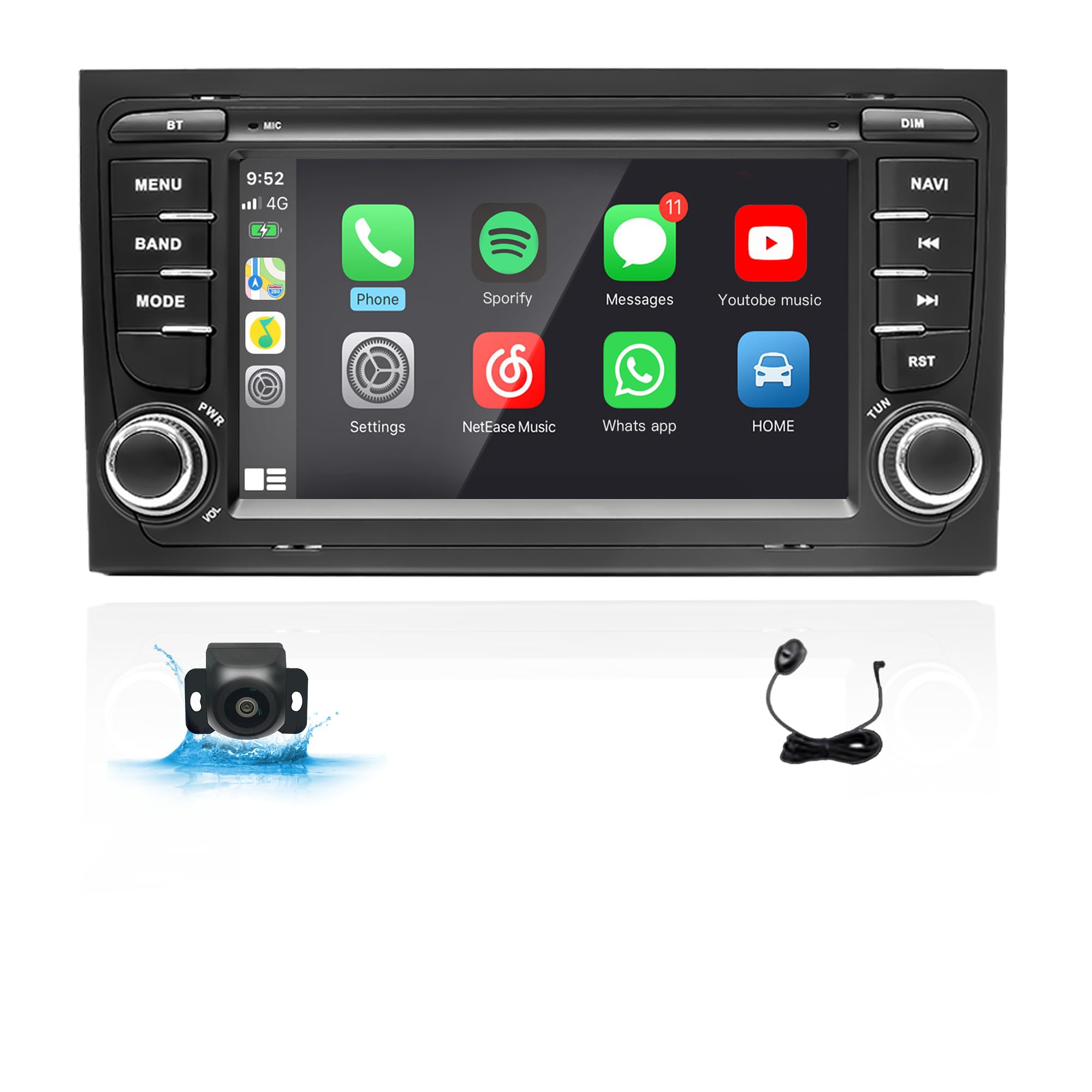اندروید ۱۴ 7 اینچ 2+64 گیگابایت استریو خودرو برای آئودی A4 S4 RS4 ۲۰۰۲-۲۰۰۸ سازگار با کارپلی و اندروید رادیو خودرو با صفحه نمایش لمسی IPS/بلوتوث/میرور لینک/ای‌اف‌ام