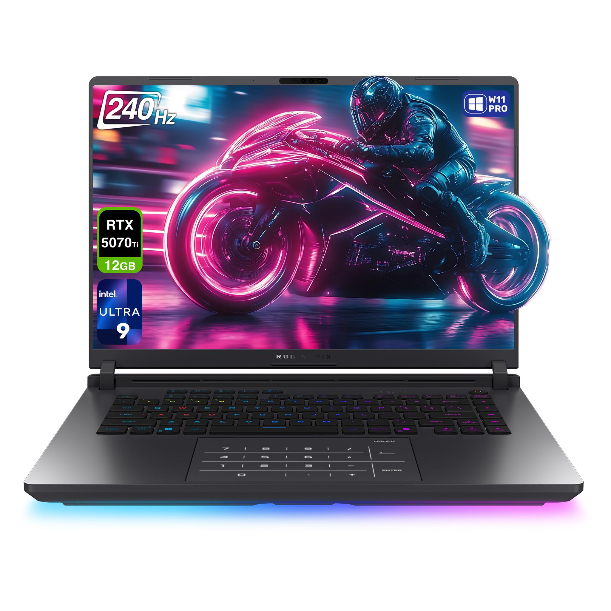 لپ تاپ بازی ASUS ROG Strix G16 (ارتقا یافته)، Intel Ultra 9-275HX، 32 گیگابایت RAM DDR5، 2 ترابایت SSD PCIe، صفحه نمایش 16 اینچی 2.5K (2560x1600)، Nvidia GeForce RTX 5070Ti، صفحه کلید RGB Backlit Chiclet، ویندوز ۱۱ Pro، رنگ خاکستری 32 GB RAM | 2 TB SSD ویندوز ۱۱ Pro